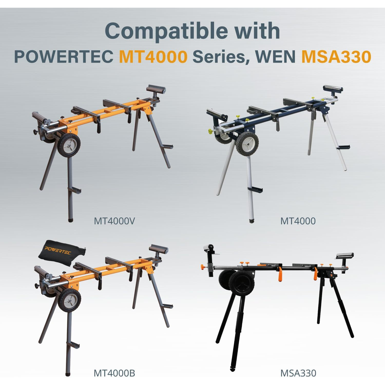 Powertec Mt4000Mba Miter Saw Stand Mounting Brackets, Set Of 2, Fits Ryobi, Black And Decker, Craftsman, And Kobalt Miter Saw Stand