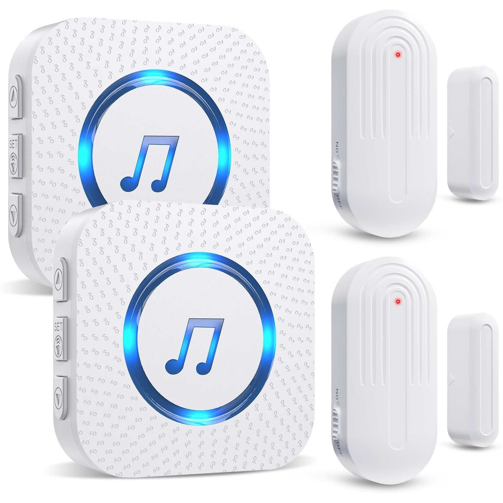 Sanjie Door Chime, Door Open Contact Sensor Alarm For Business/Store/Home/Office When Entering, With 600 Ft Range,55 Chimes 5 Adjustable Volume 2 Receivers +2 Sensors