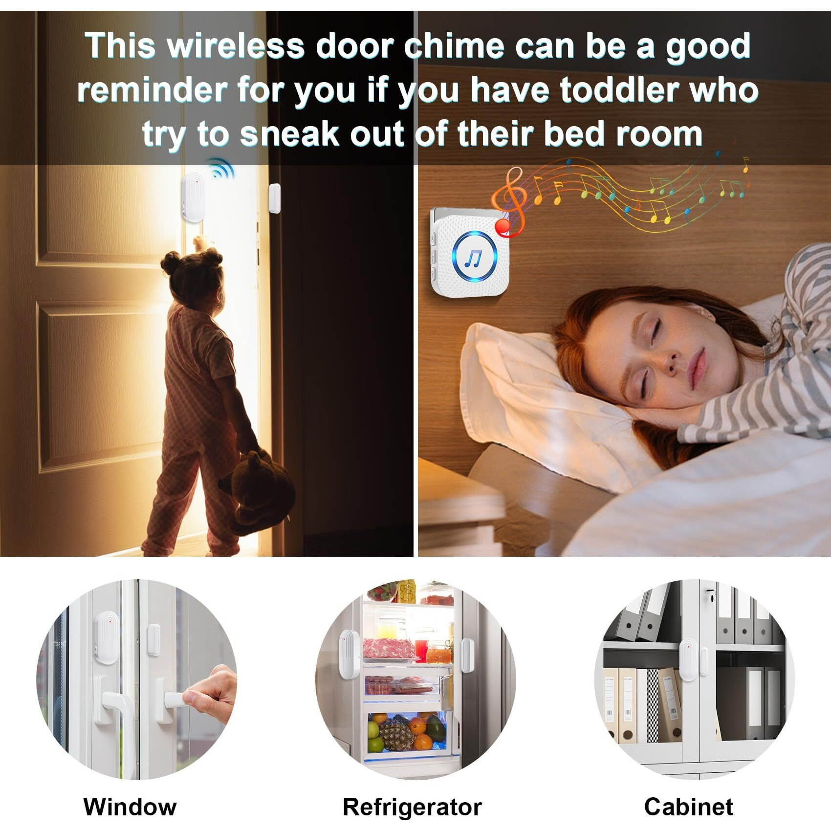 Sanjie Door Chime, Door Open Contact Sensor Alarm For Business/Store/Home/Office When Entering, With 600 Ft Range,55 Chimes 5 Adjustable Volume 2 Receivers +2 Sensors