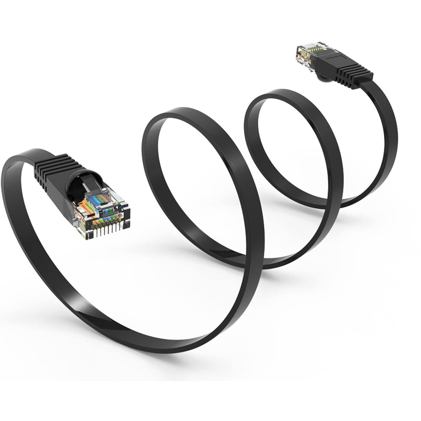 Imbaprice Flat Ethernet Cat 6 Cable (45 Ft, Black)