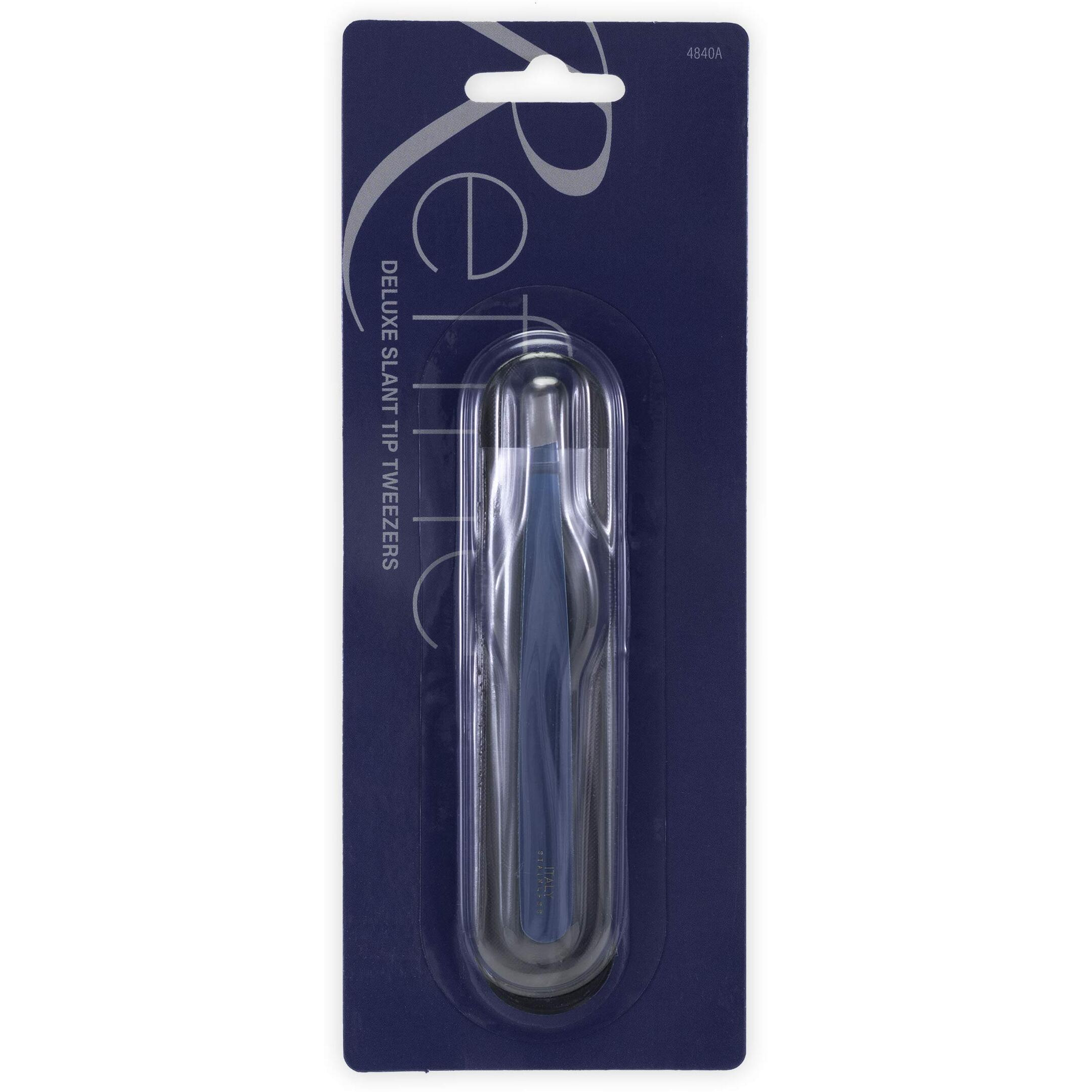 Refine - Italy - Deluxe Slant Tip Tweezers, Stainless Steel, For Eyebrow Shaping And Removing Hair From Face And Body