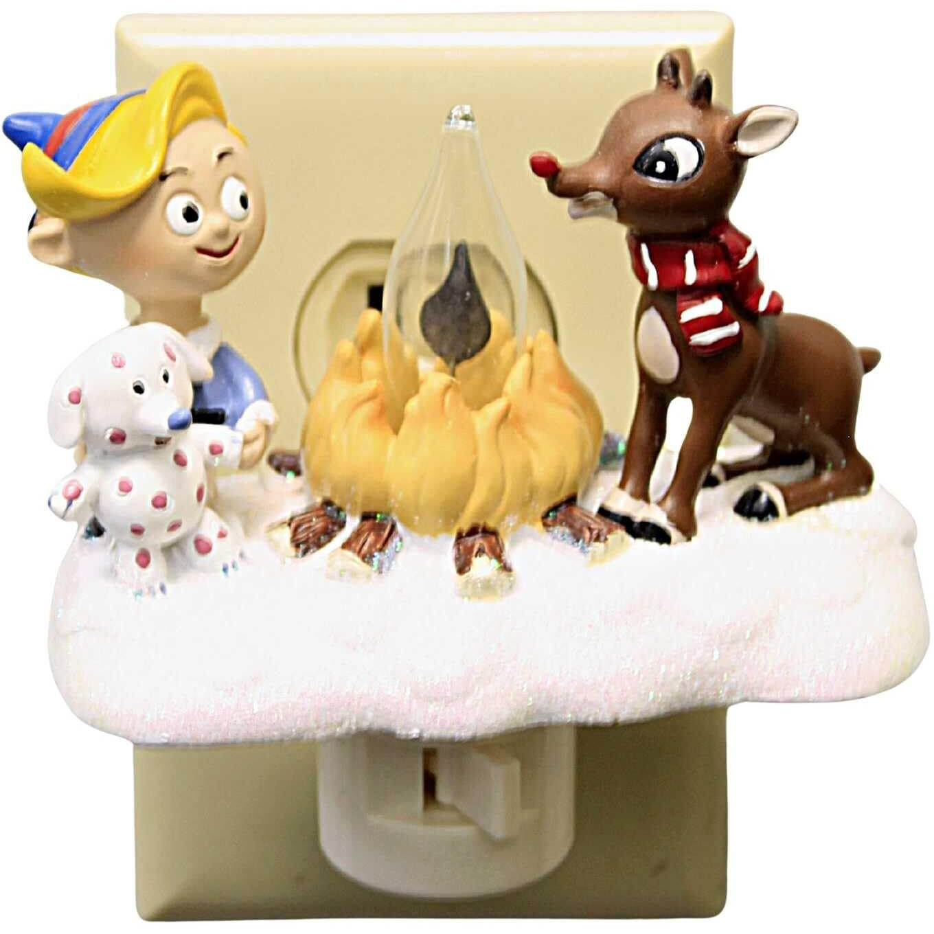 Roman Rudolph And Elf Friend 4.5 Inch Polyresin Swivel Plug Flickering Night Light