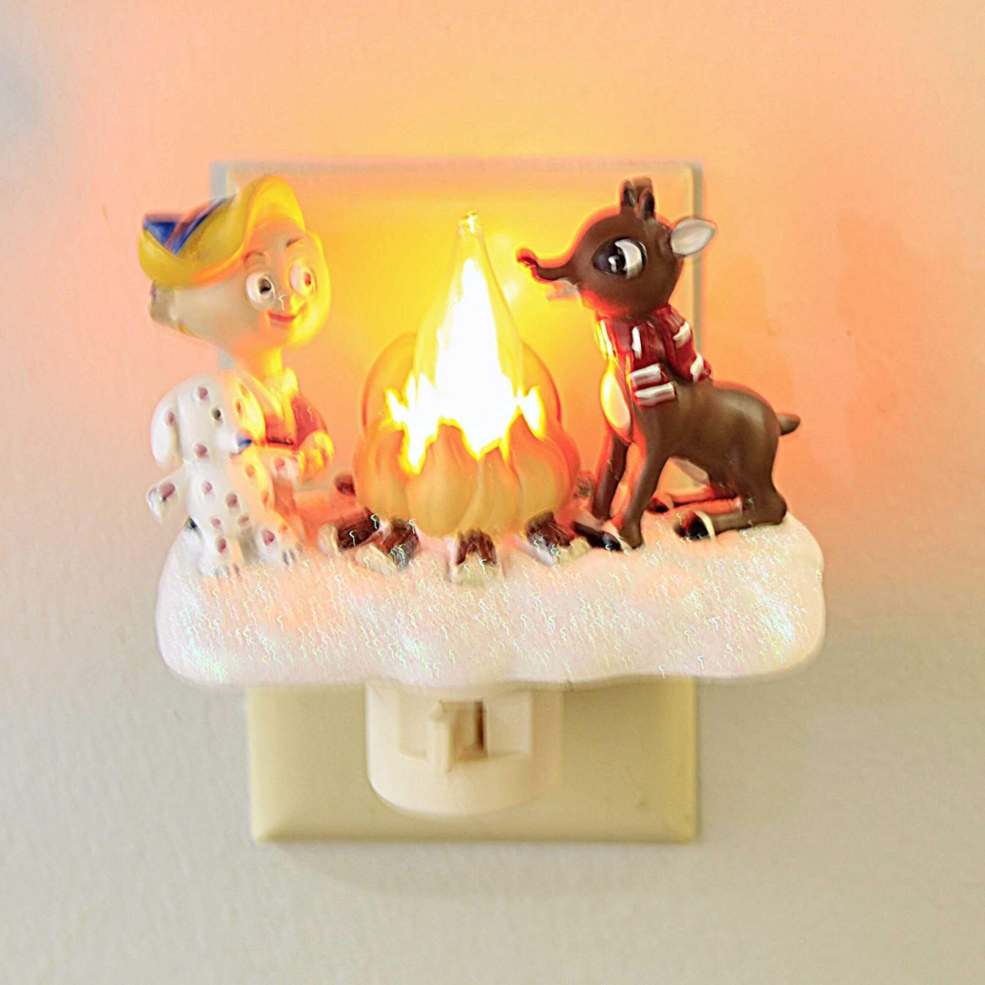 Roman Rudolph And Elf Friend 4.5 Inch Polyresin Swivel Plug Flickering Night Light