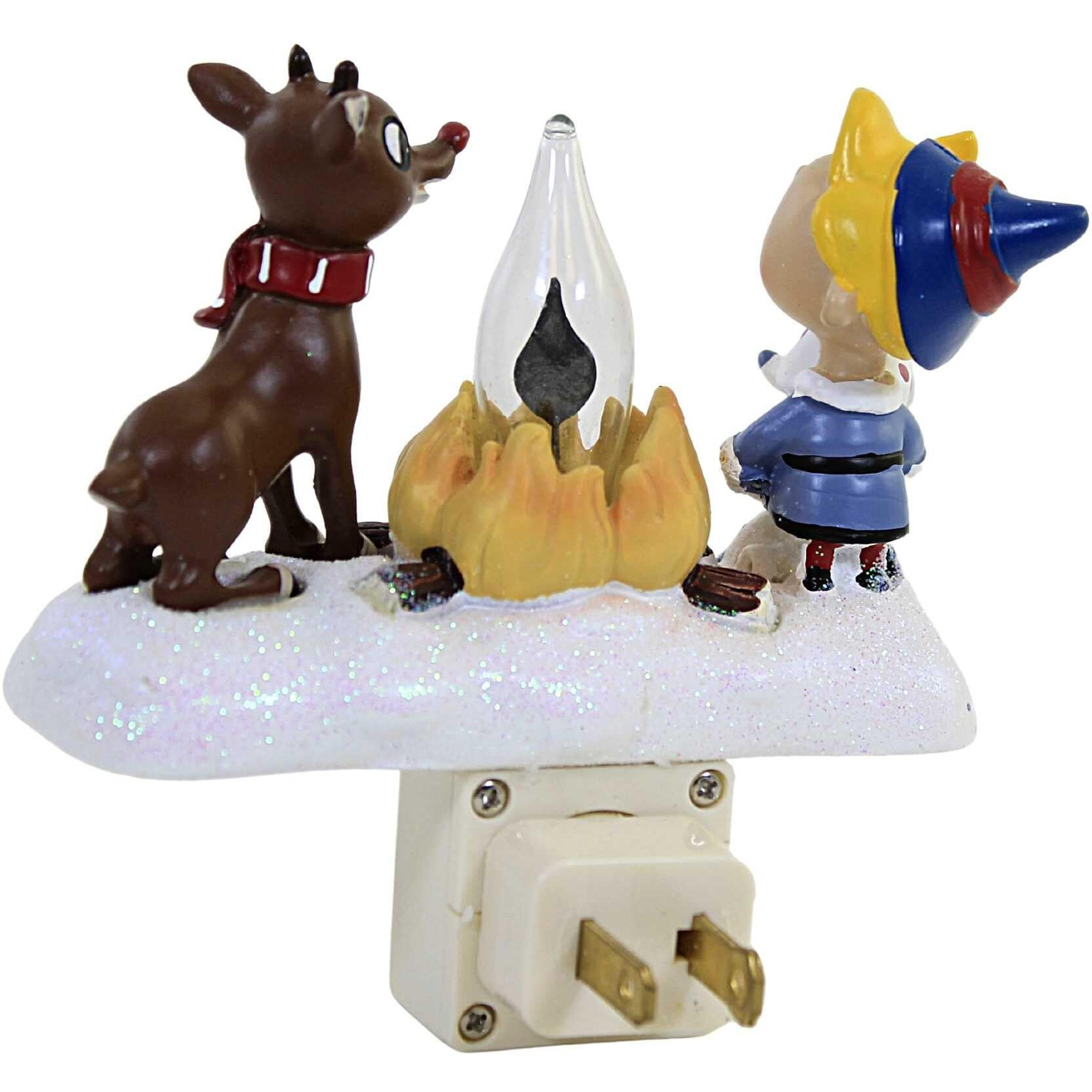 Roman Rudolph And Elf Friend 4.5 Inch Polyresin Swivel Plug Flickering Night Light