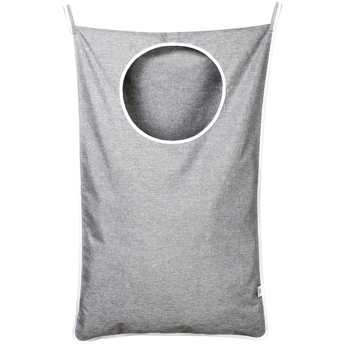 Keepjoy Hanging Laundry Hamper Bag With Free Adjustable Stainless Steel Door 2 Pcs Suction Cup Hooks, Best Choice For Holding Dirty Clothes And Saving Space, Grey