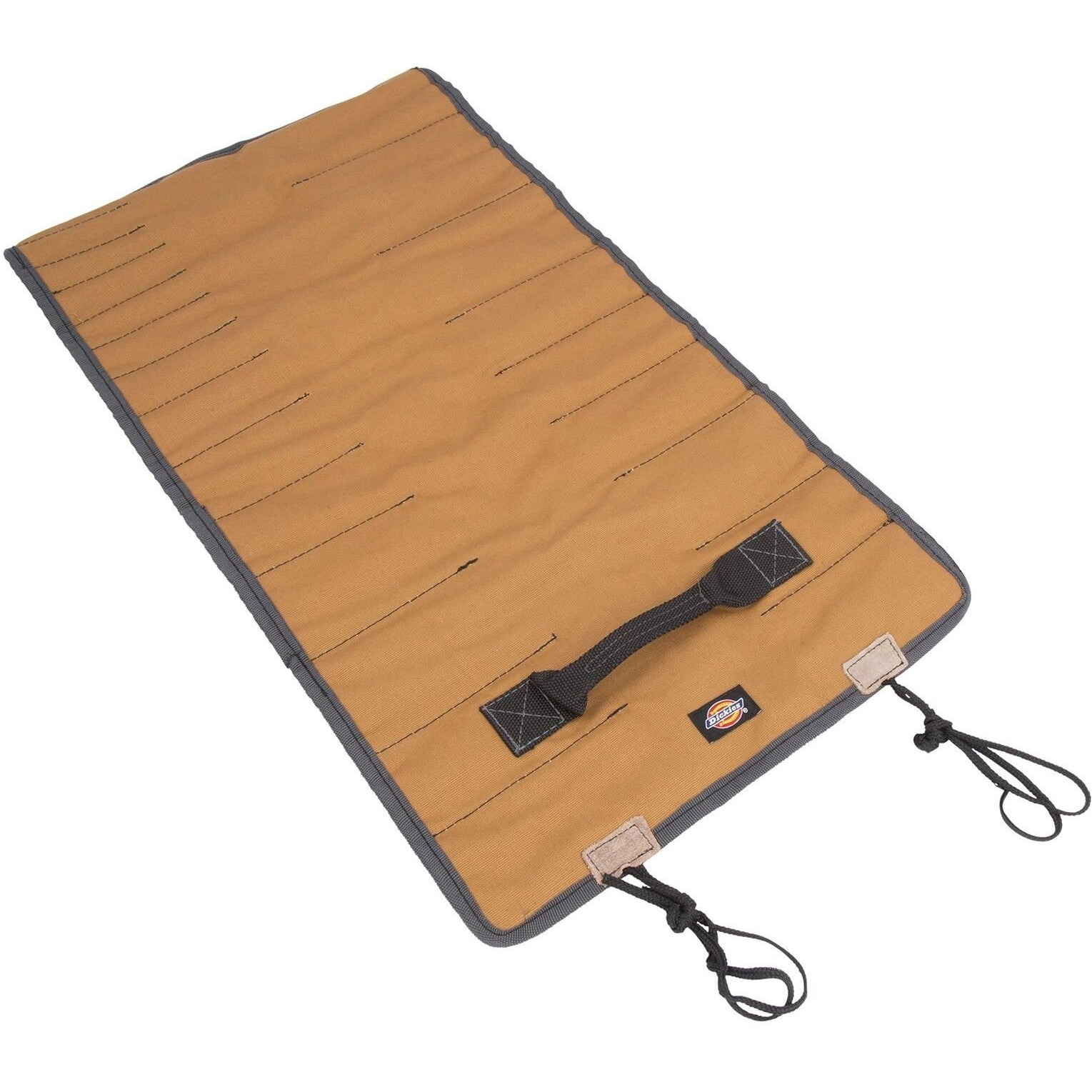 Dickies Large Wrench/Screwdriver Organizer Roll For Mechanics, 23 Tool Pockets, Durable Canvas Construction, 26 In. X 14.25 In. Unrolled, Grey/Tan