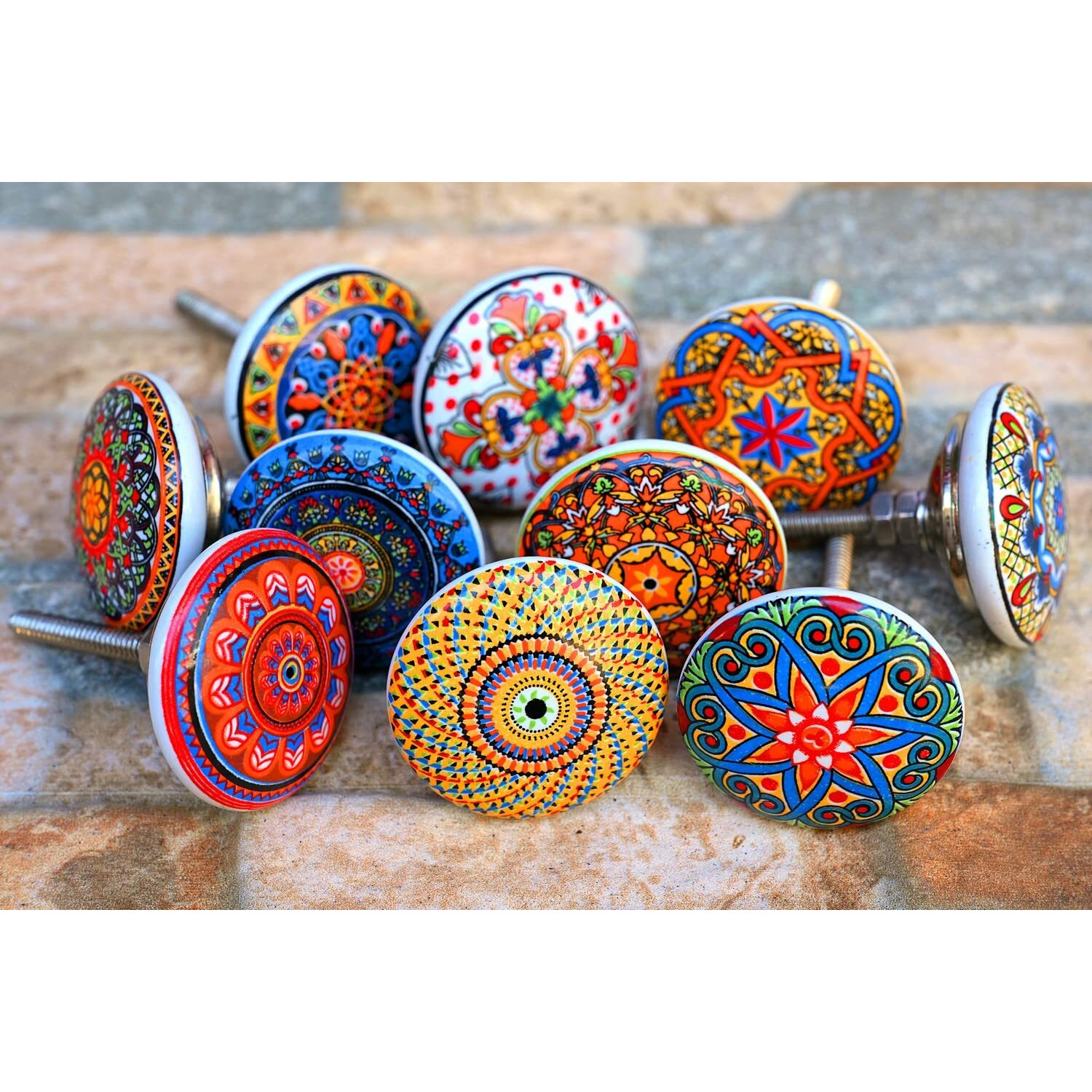 Jgarts 10 X Mix Vintage Look Flower Ceramic Knobs Door Handle Cabinet Drawer Cupboard Pull Mandala Xfer New
