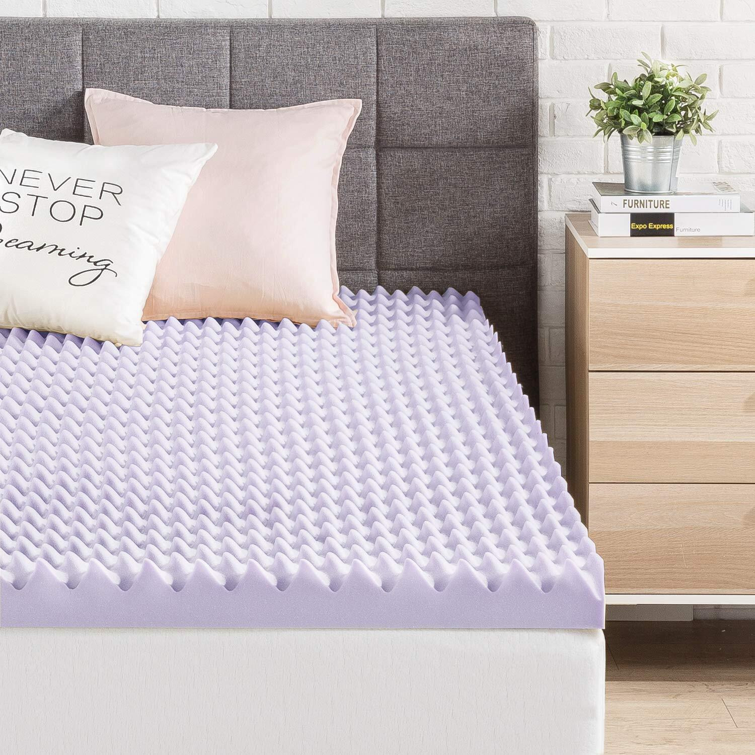 Best Price Mattress 3 Inch Egg Crate Memory Foam Mattress Topper With Soothing Lavender Infusion, Certipur-Us Certified, Queen