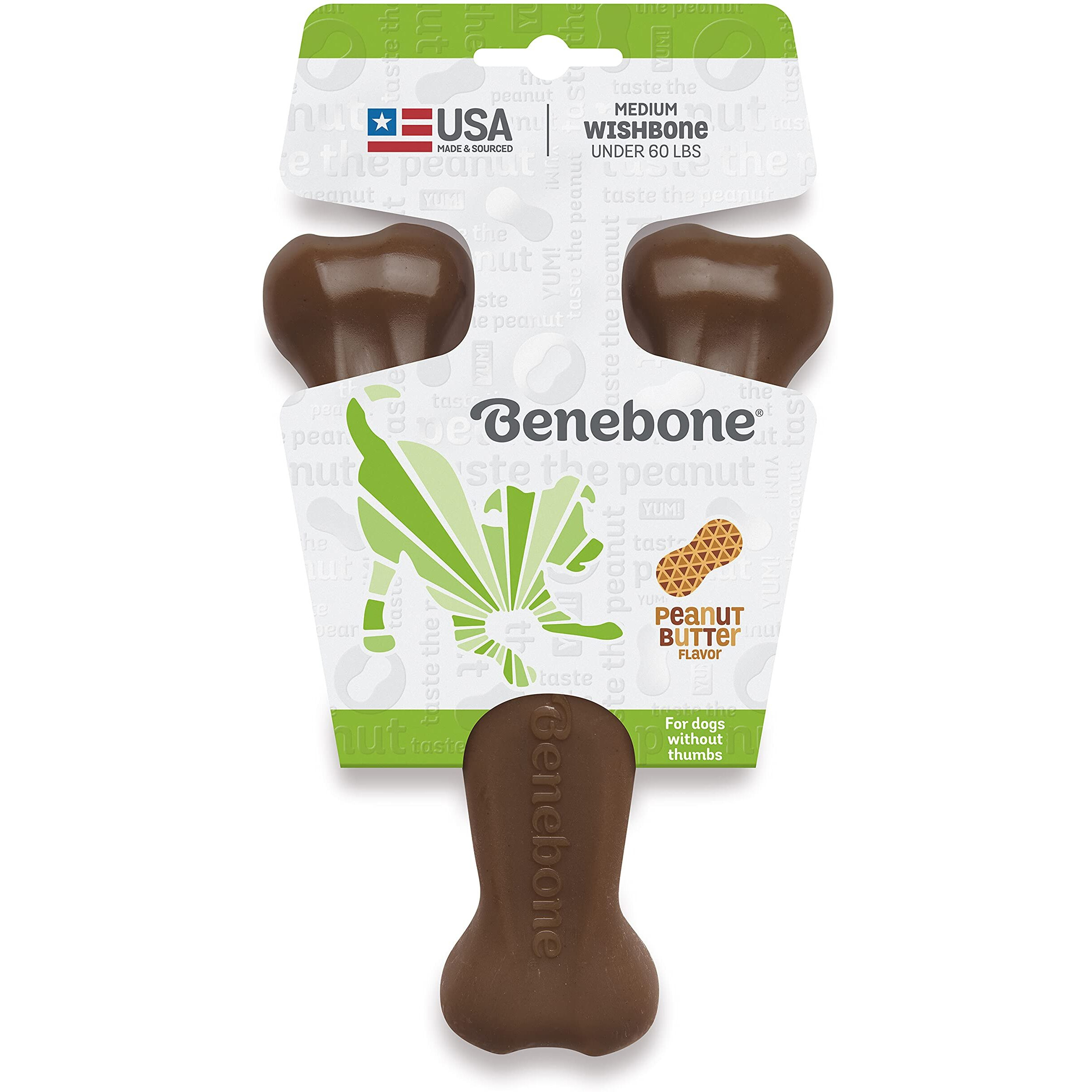 Benebone Indestructible Wishbone Dog Chew Toy For Aggressive Chewers, Long Lasting Tough Boredom Breaker For Dogs, Real Peanut Flavour, For Medium Dogs, Made In The Usa.