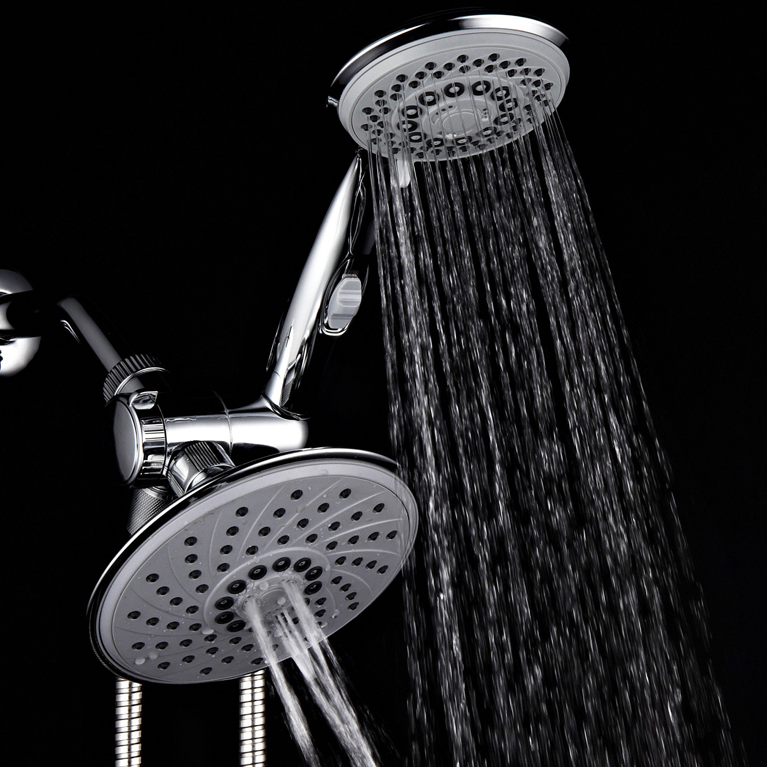 Hotelspa 6''/4'' Ultra-Luxury 3 Way Rainfall Shower-Head/Handheld Shower Gray Spiral Combo W/Patented On/Off Pause Switch And 5-7 Foot Stretchable Stainless Steel Hose