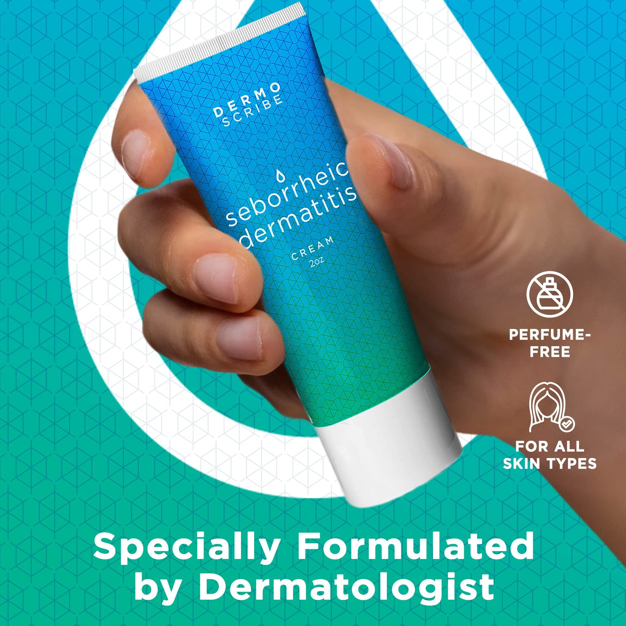 Dermoscribe - Seborrheic Dermatitis Cream, Eczema Cream, Fast-Acting Itchy Skin Relief, Eases Itching, Redness, & Scaling, For Face, Chest & Scalp, 2 Oz