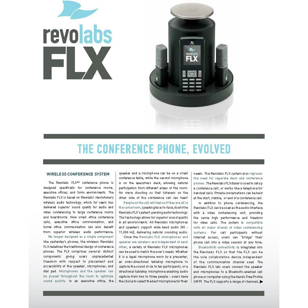Revolabs 10-Flx2-200-Pots Wireless Conference Phone For Analog Phone Lines, Omnidirectional Microphone