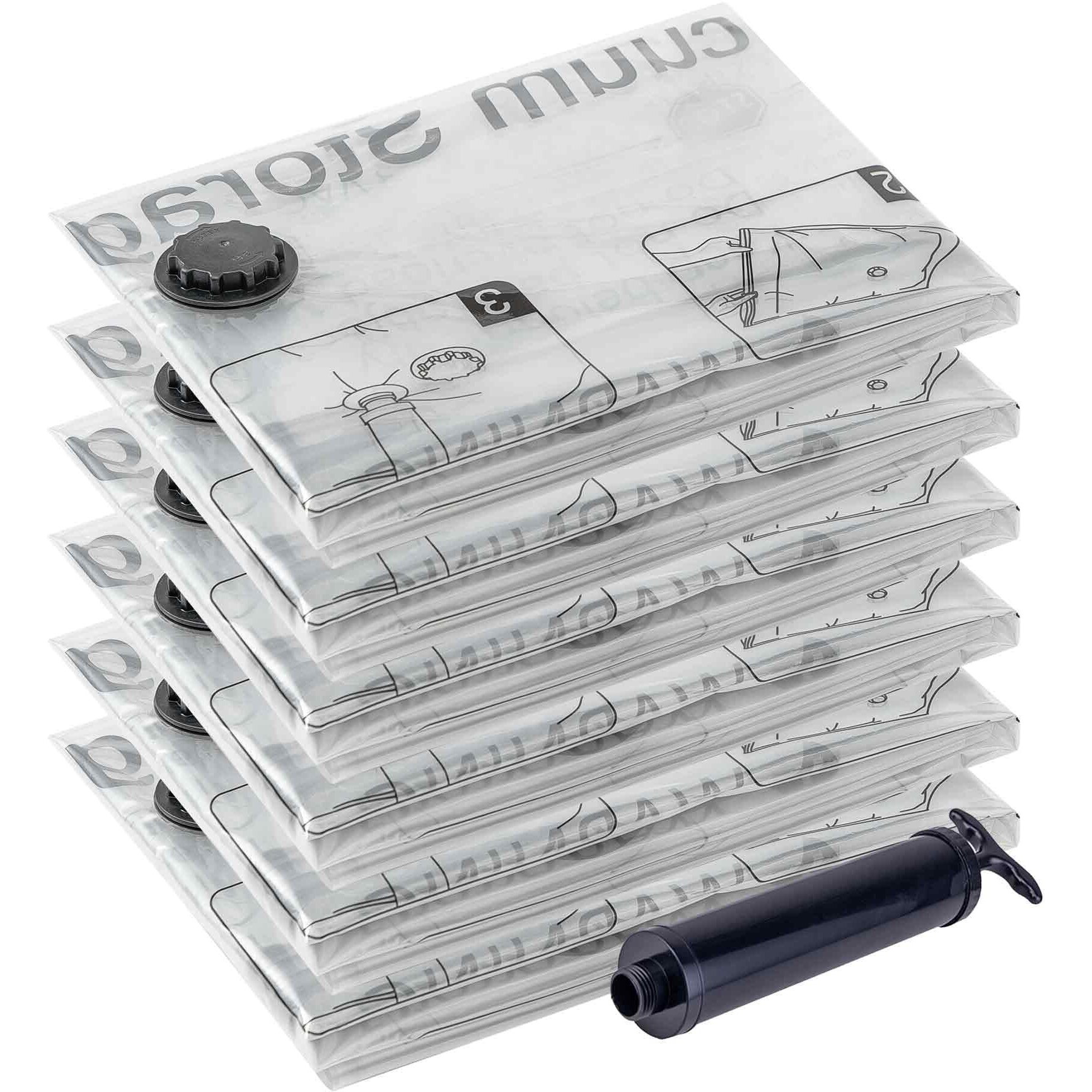 Vacuum Storage Bags 6 Jumbo, Space Saver Bags With Travel Hand Pump, Compression Airtight Sealer Bags For Clothes, Bedding, Pillows, Comforters, Blankets