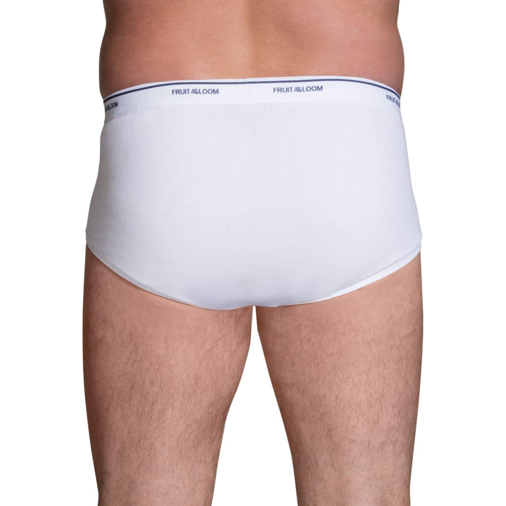 Fruit Of The Loom Mens 6-Pack Classic White Brief Extended Sizes Underwear, White, Xx-Large Us