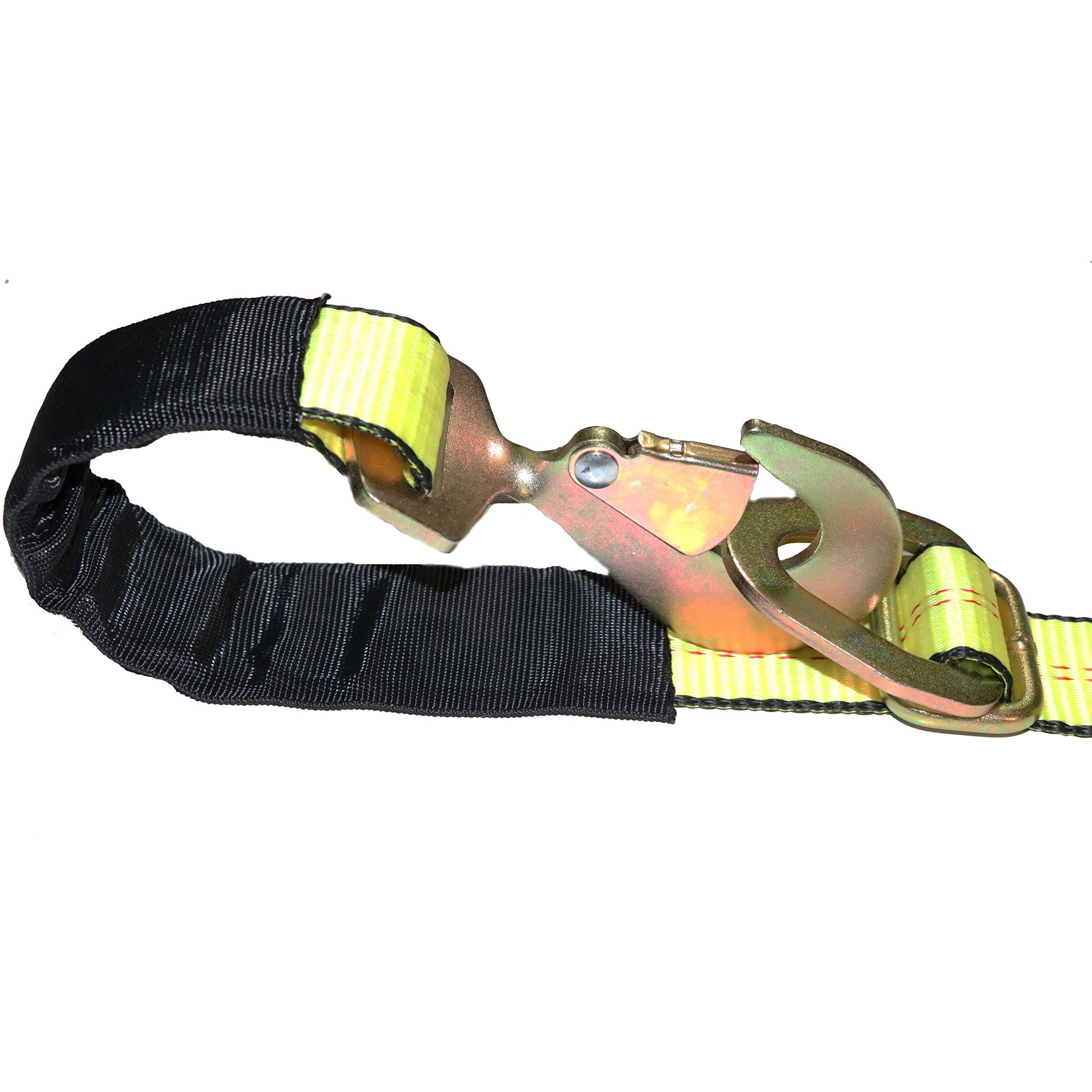 Dkg-097 2"" X 8' Axle Strap Ratchet Tie Down With Snap Hook -Extreme Strength Ratcheting Tension Car Carrier Straps - Car Hauler Trailer Snap Hook Ratchet (2 Pack)