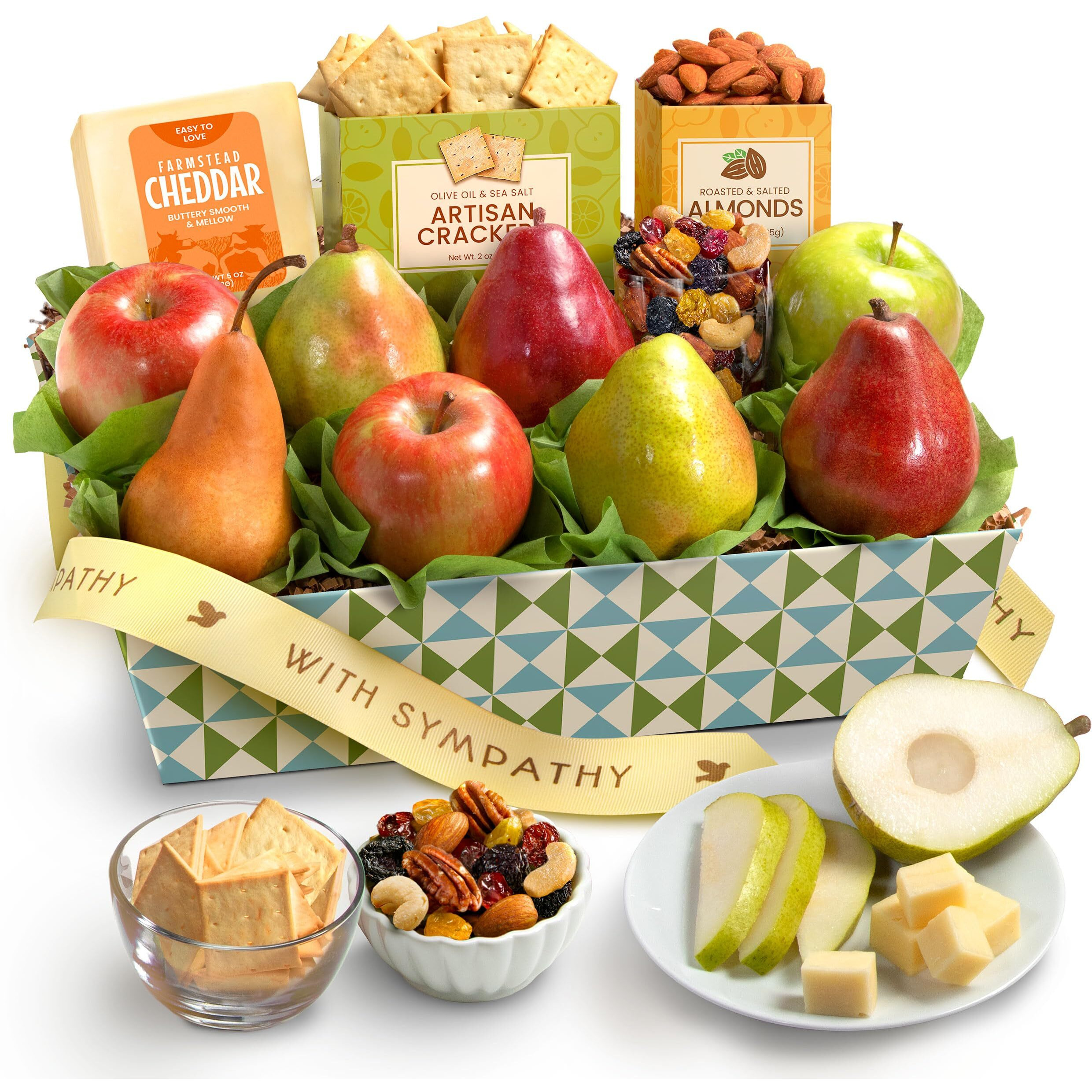 A Gift Inside Sympathy Cheese And Nuts Classic Fruit Basket