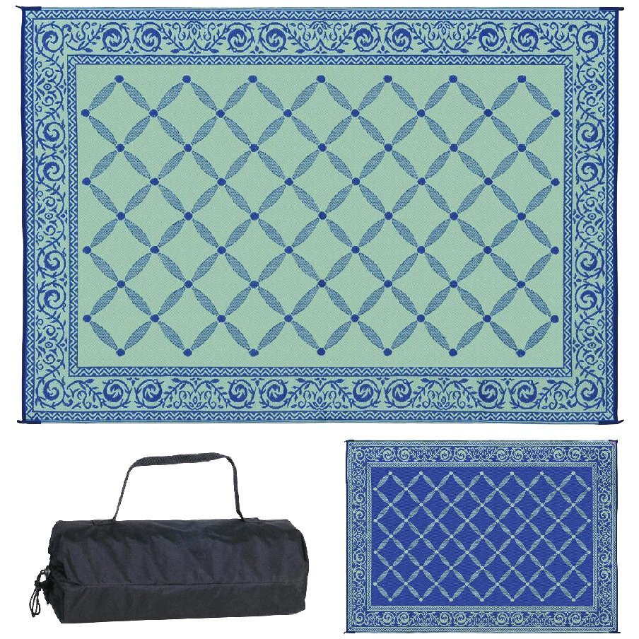 Stylish Camping 119123 9-Feet By 12-Feet Reversible Mat, Plastic Straw Rug, Large Floor Mat For Outdoors, Rv, Patio, Backyard, Picnic, Beach, Camping (Blue/Light-Green)