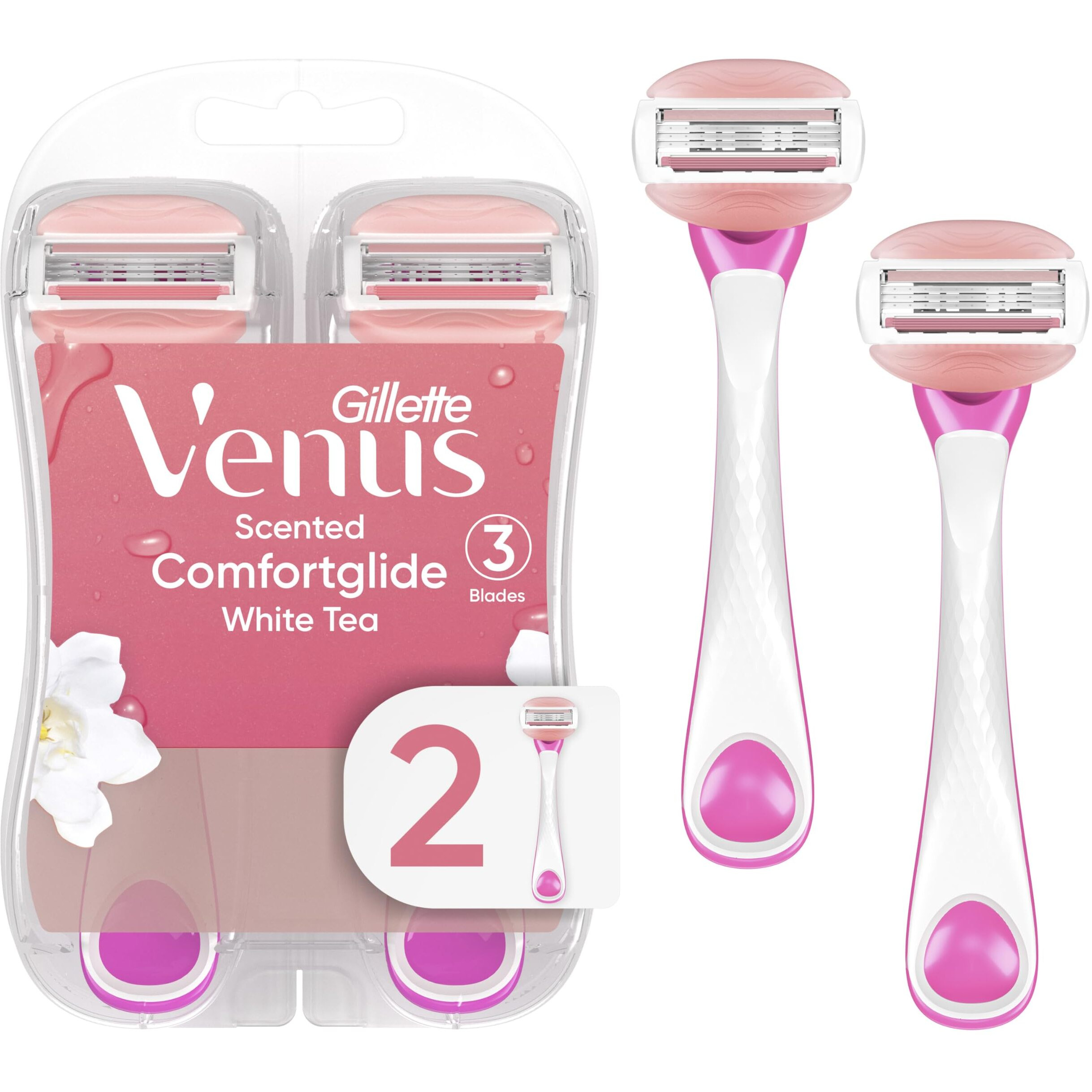 Gillette Venus Comfortglide White Tea Women's Disposable Razor, 2 Count