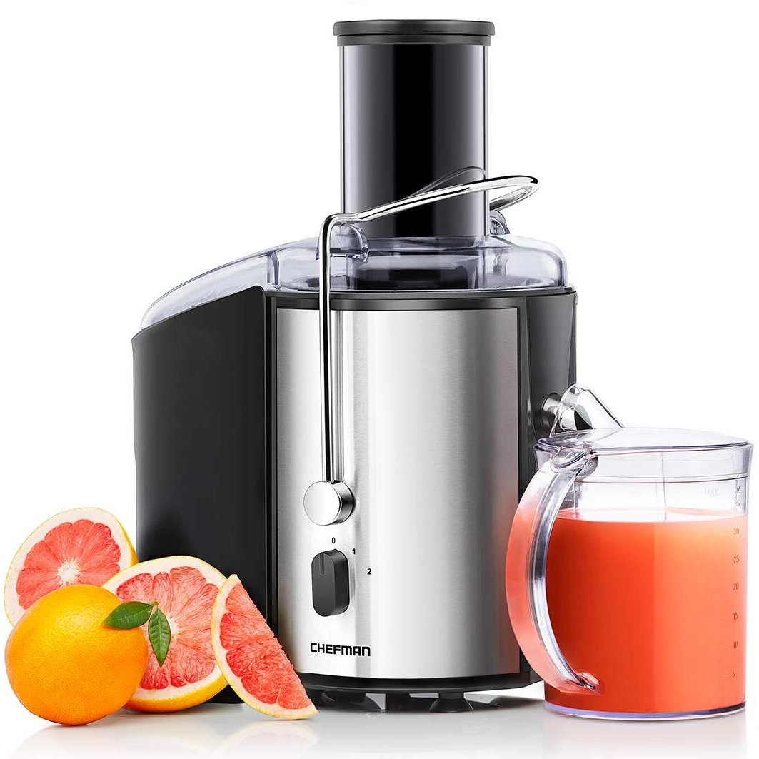 Chefman 2-Speed Electric Juicer, Extra-Wide Feeding Tube For Whole Fruits, Make Nutritious Vegetable And Green Juice, Detachable 1-Quart Pitcher, Built-In Foam Separator, Dishwasher-Safe Parts