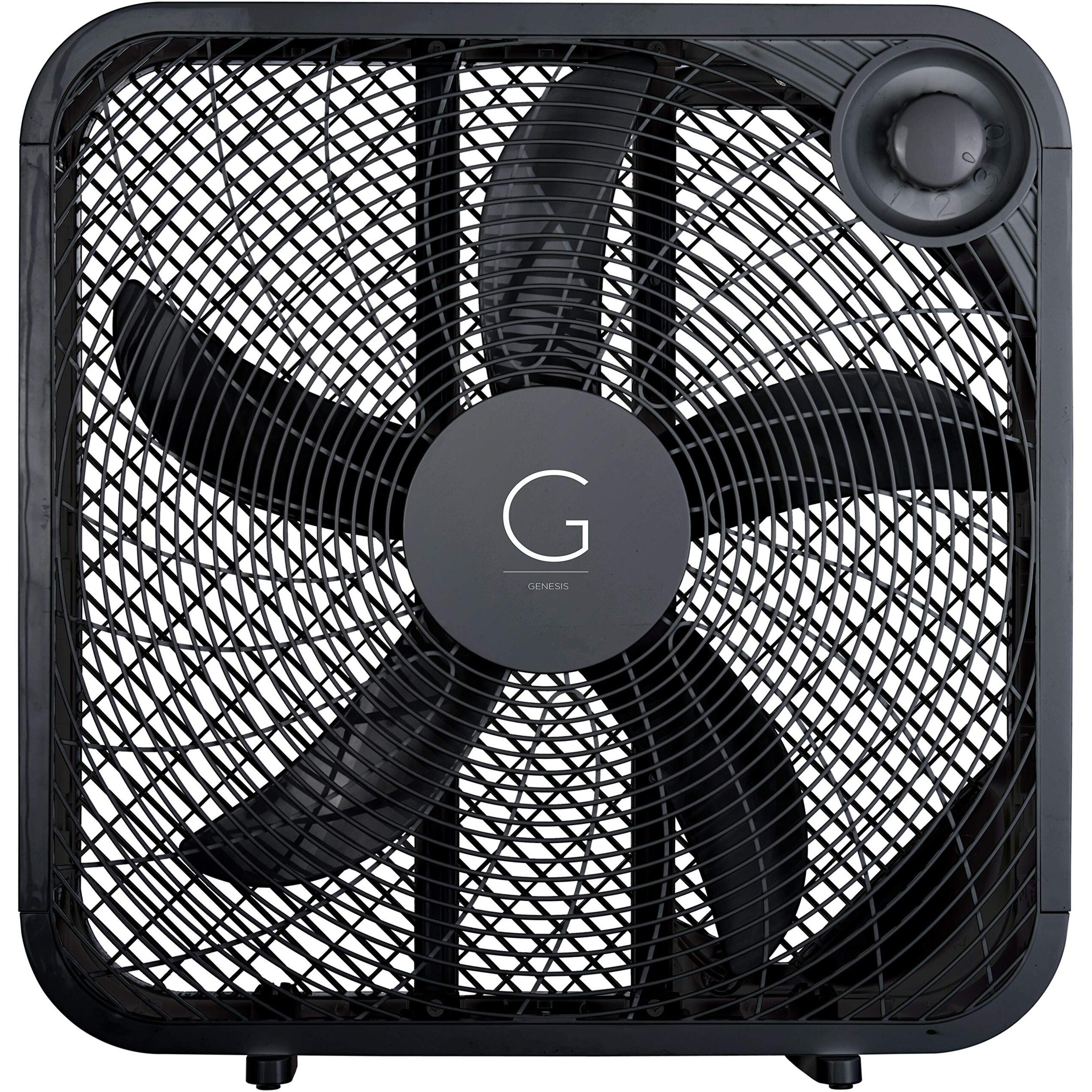 Genesis 20"" Box Fan, 3 Settings, Max Cooling Technology, Carry Handle, Black (G20Box-Blk)
