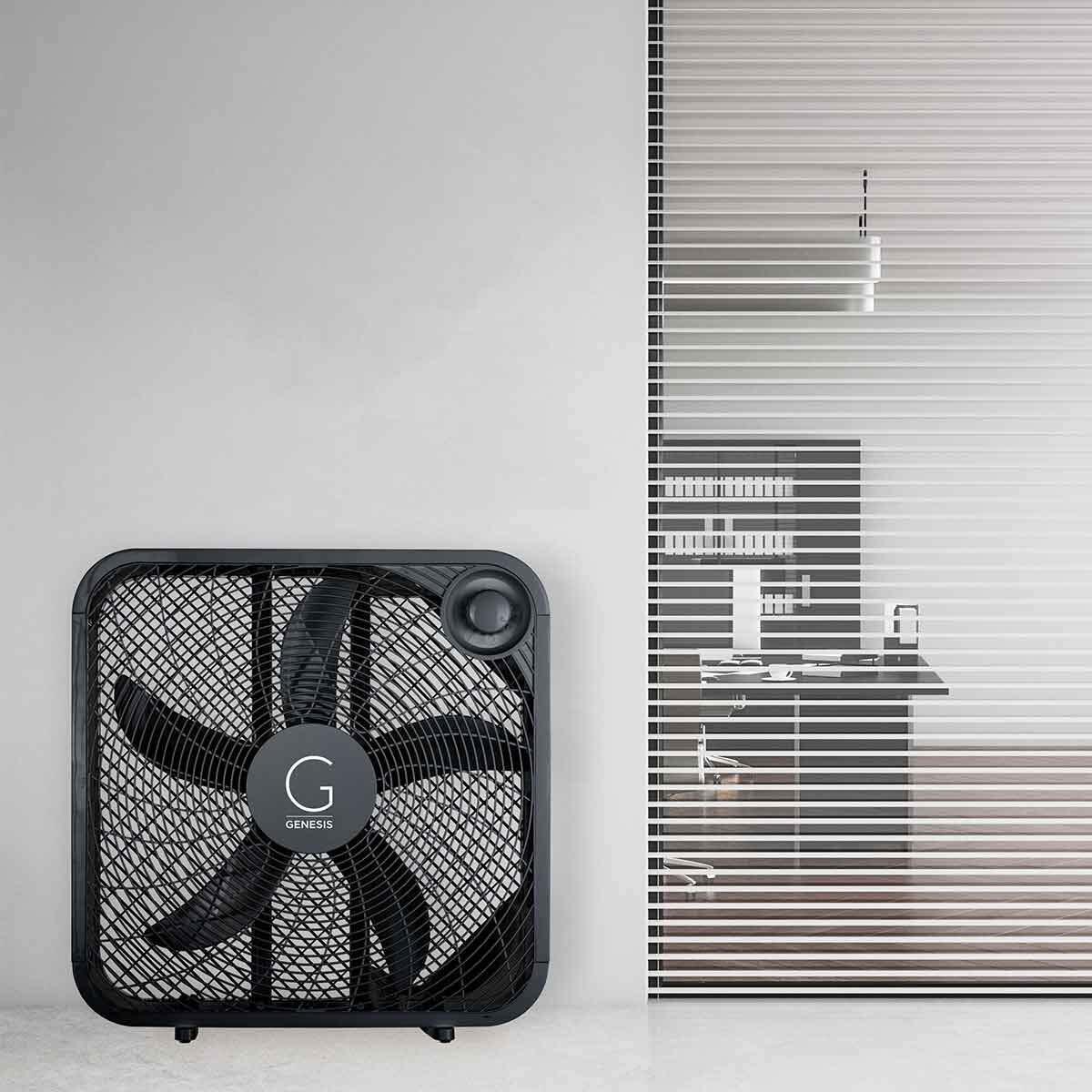 Genesis 20"" Box Fan, 3 Settings, Max Cooling Technology, Carry Handle, Black (G20Box-Blk)
