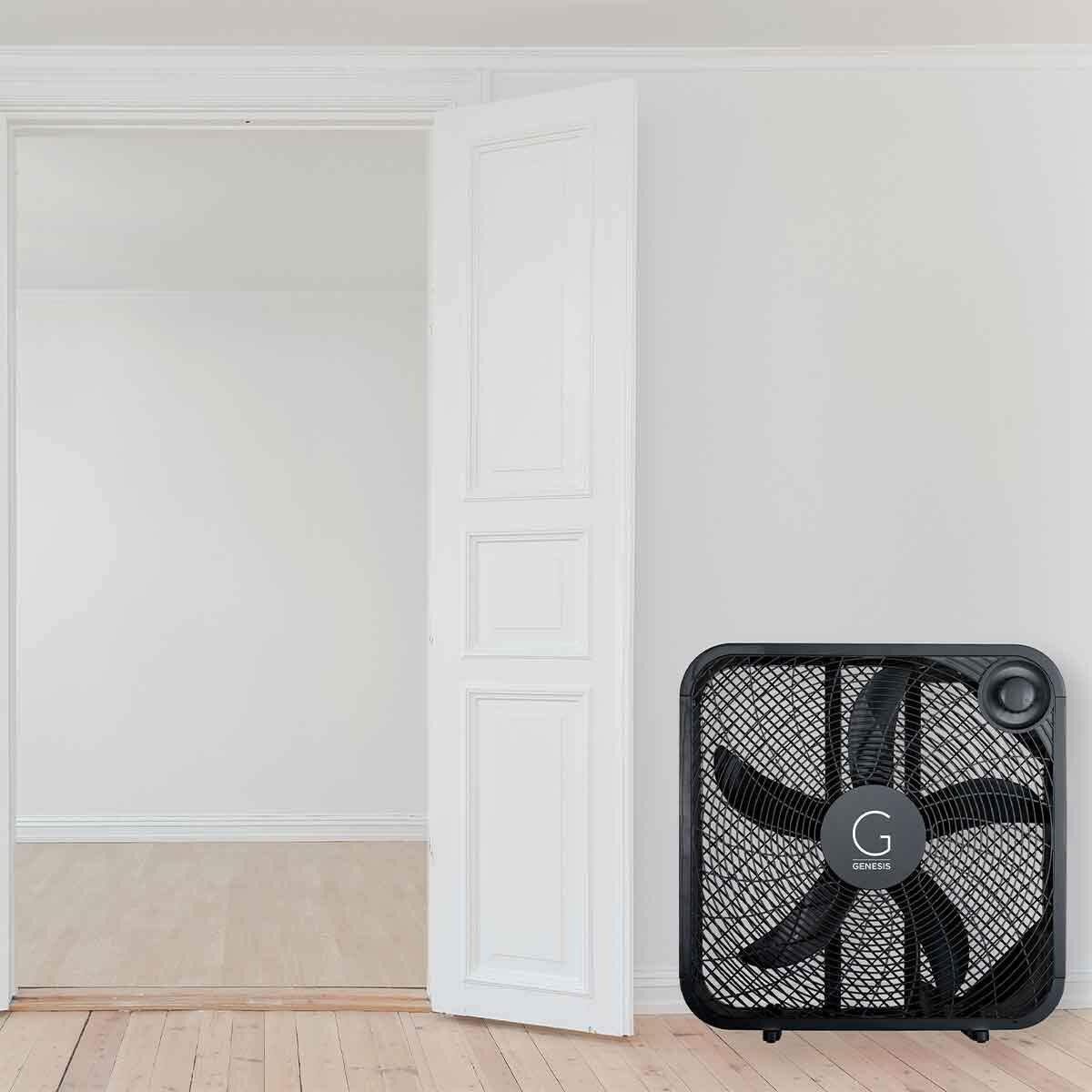 Genesis 20"" Box Fan, 3 Settings, Max Cooling Technology, Carry Handle, Black (G20Box-Blk)