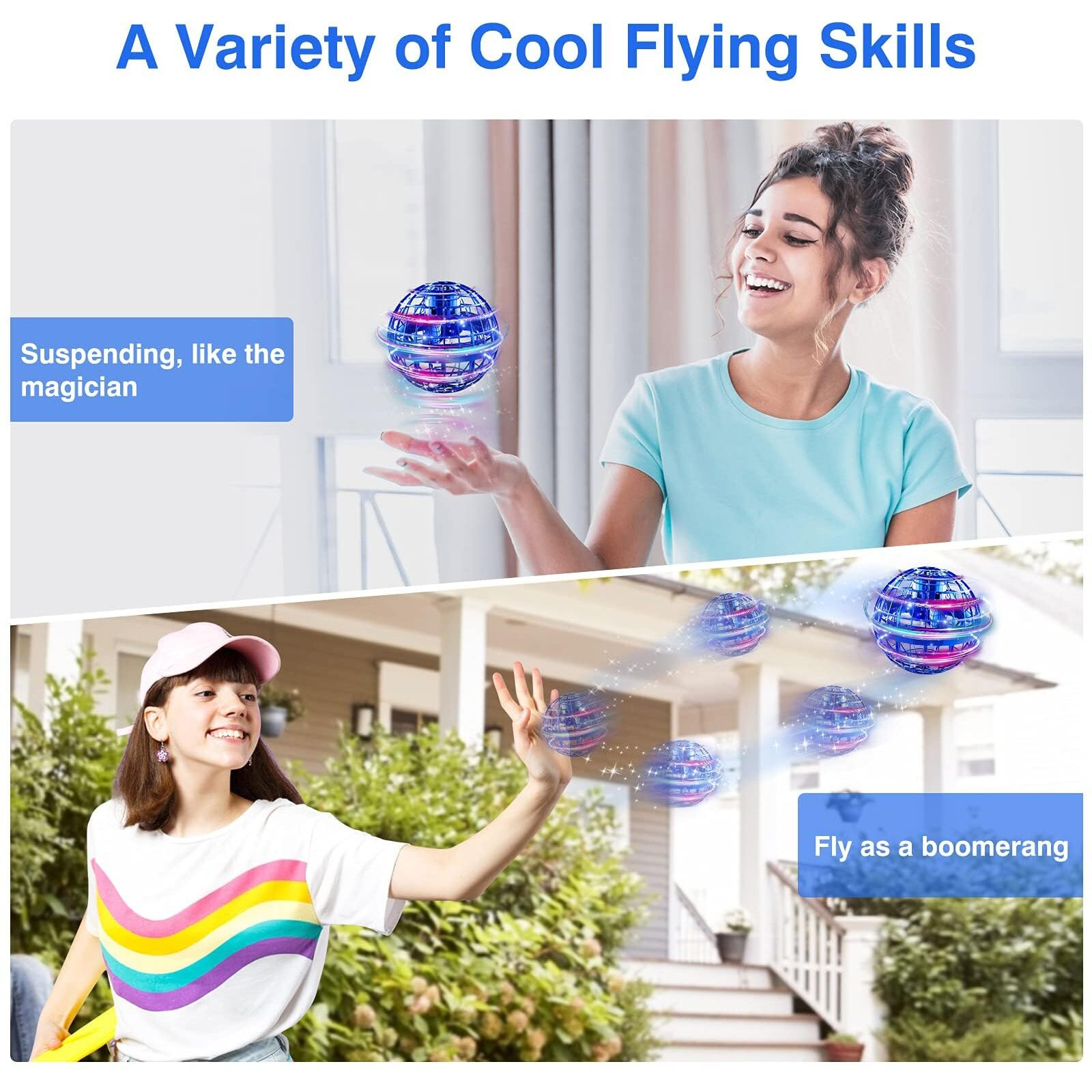 2024 Flying Orb Ball Toy, Galaxy Ball Cosmic Globe Boomerang Hover Ball Fidget Spinner Mini Drone Cool Toys Gifts For Boys Girls 6 7 8 9 10+ Year Old