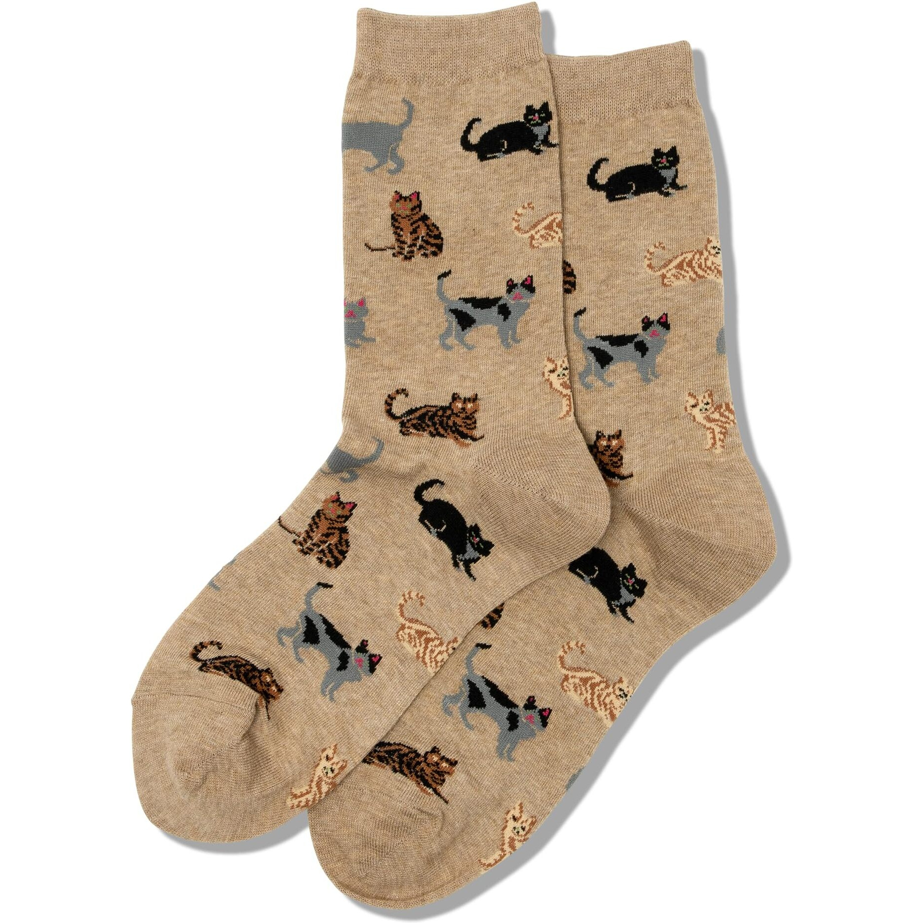 Hot Sox Womens Cat Lovers Novelty Fashion Casual Crew Socks Hosiery, Cats (Hemp), 4 10 Us