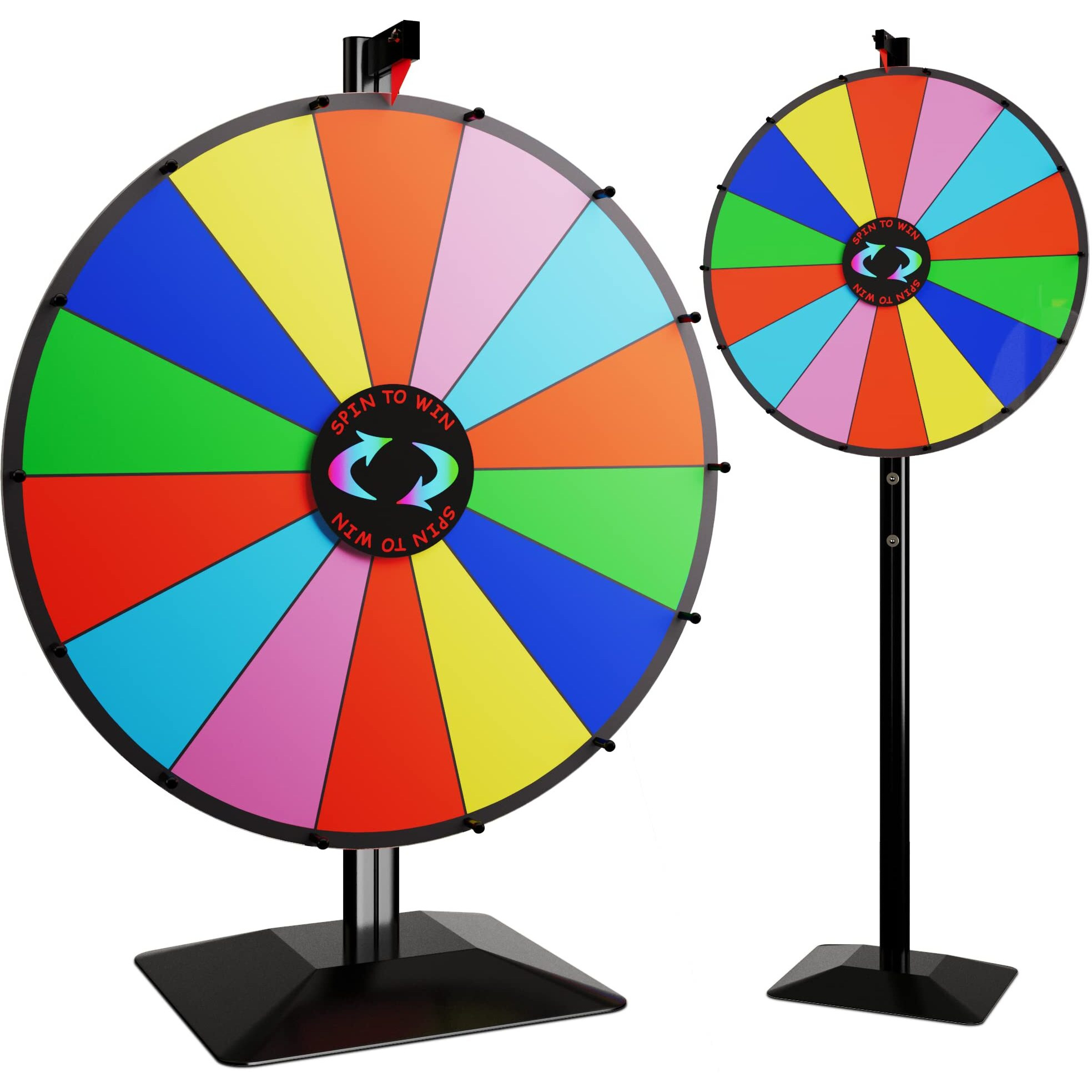 24 Inch Dual Use Spinning Prize Wheel 14 Slots Color Tabletop And Floor Roulette Wheel Of Fortune, Spin The Wheel With Dry Erase Marker And Eraser Win The Fortune Spinner Game For Carnival Trade Show