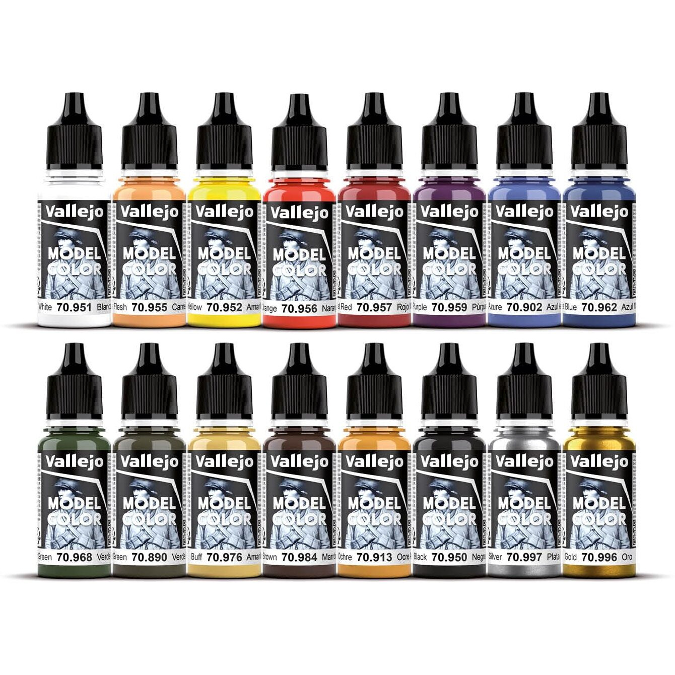 Vallejo Basic Usa Acrylic Colors Paint Set, 17Ml, Assorted Colors, 0.57 Fl Oz (Pack Of 16)