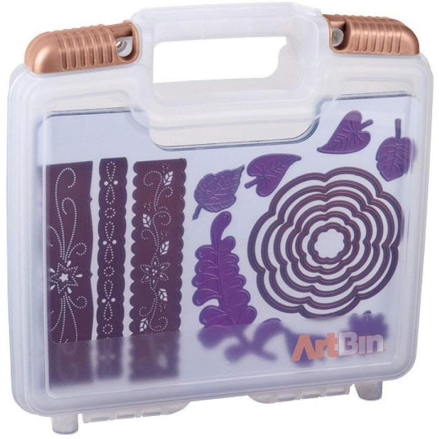 Artbin 6978Ab Magnetic Die Storage Case With 3 Magnetic Die Sheets, Portable Paper Craft & Die Organizer With Handle, Translucent