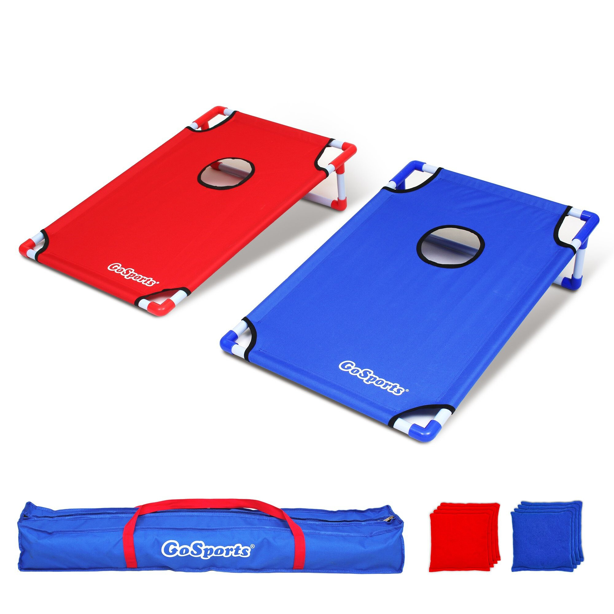 Gosports Portable Pvc Framed Cornhole Toss Game Set With 8 Bean Bags And Travel Carrying Case - Choose Your Style