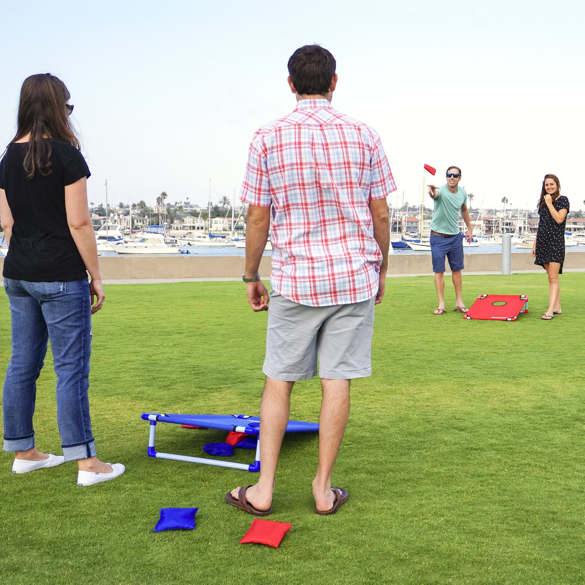 Gosports Portable Pvc Framed Cornhole Toss Game Set With 8 Bean Bags And Travel Carrying Case - Choose Your Style