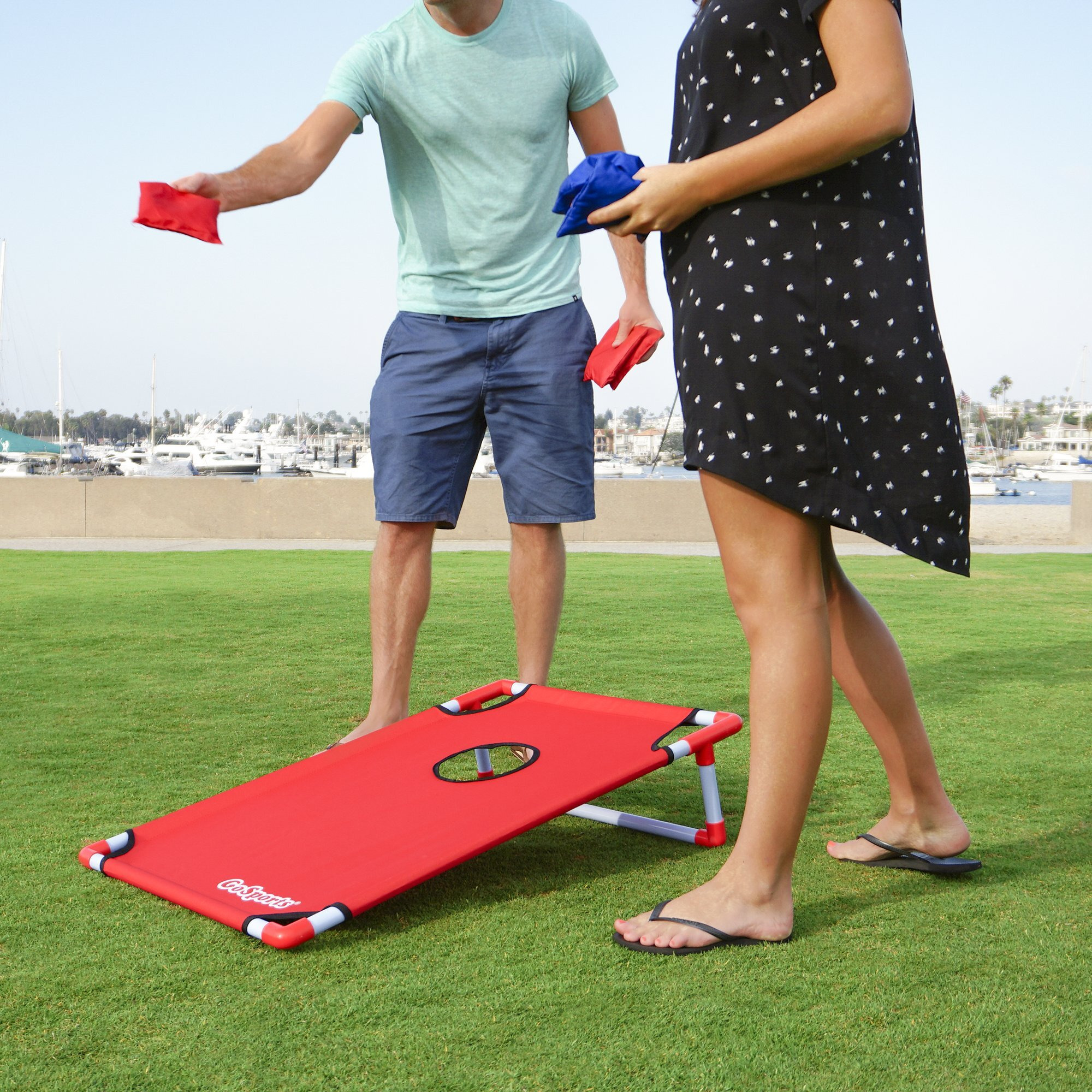 Gosports Portable Pvc Framed Cornhole Toss Game Set With 8 Bean Bags And Travel Carrying Case - Choose Your Style
