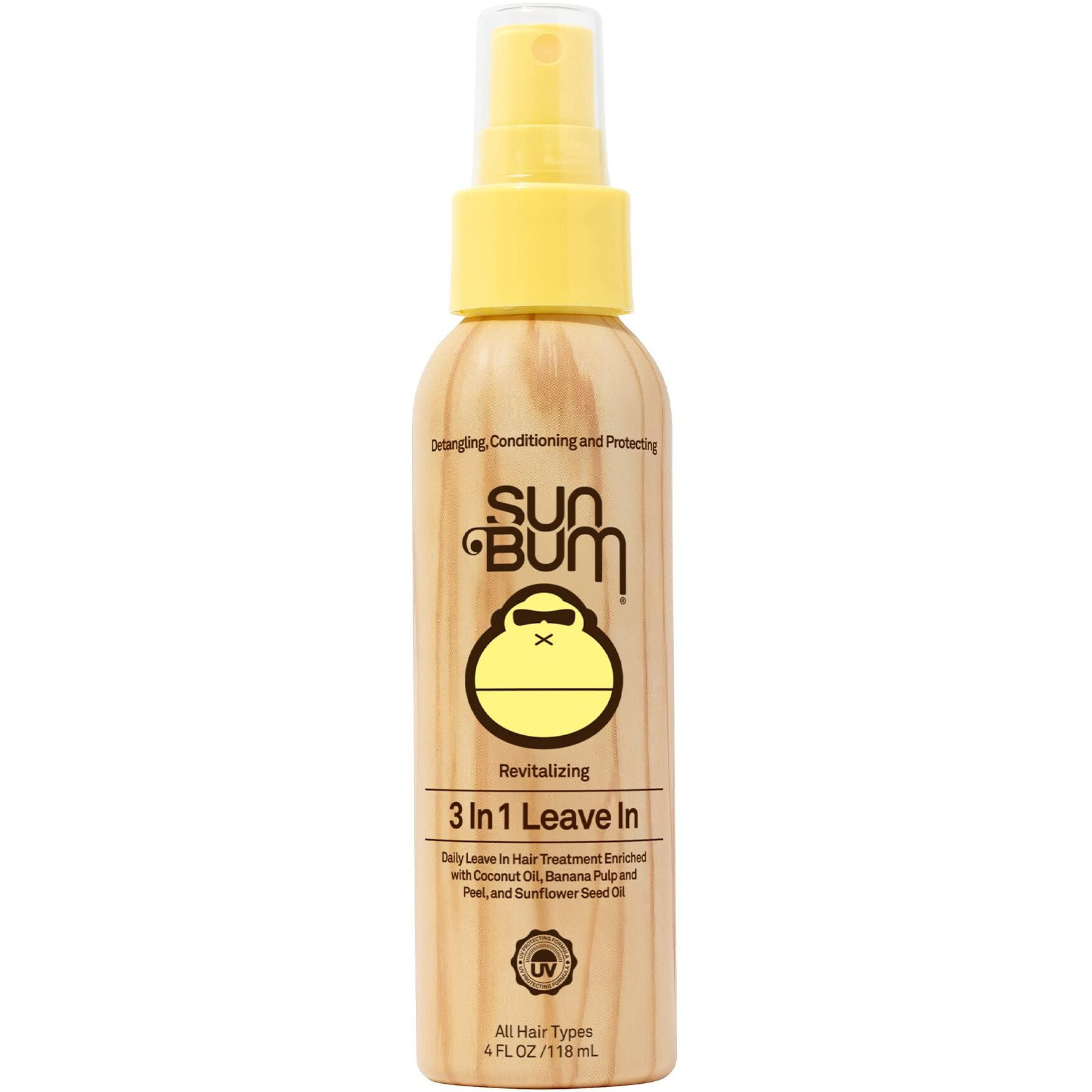 Sun Bum Revitalizing 3 In 1 Leave-In Conditioner Spray Detangler | Anti Frizz , Paraben And Gluten Free, Vegan, And Color Safe With Uv Protection | 4 Oz