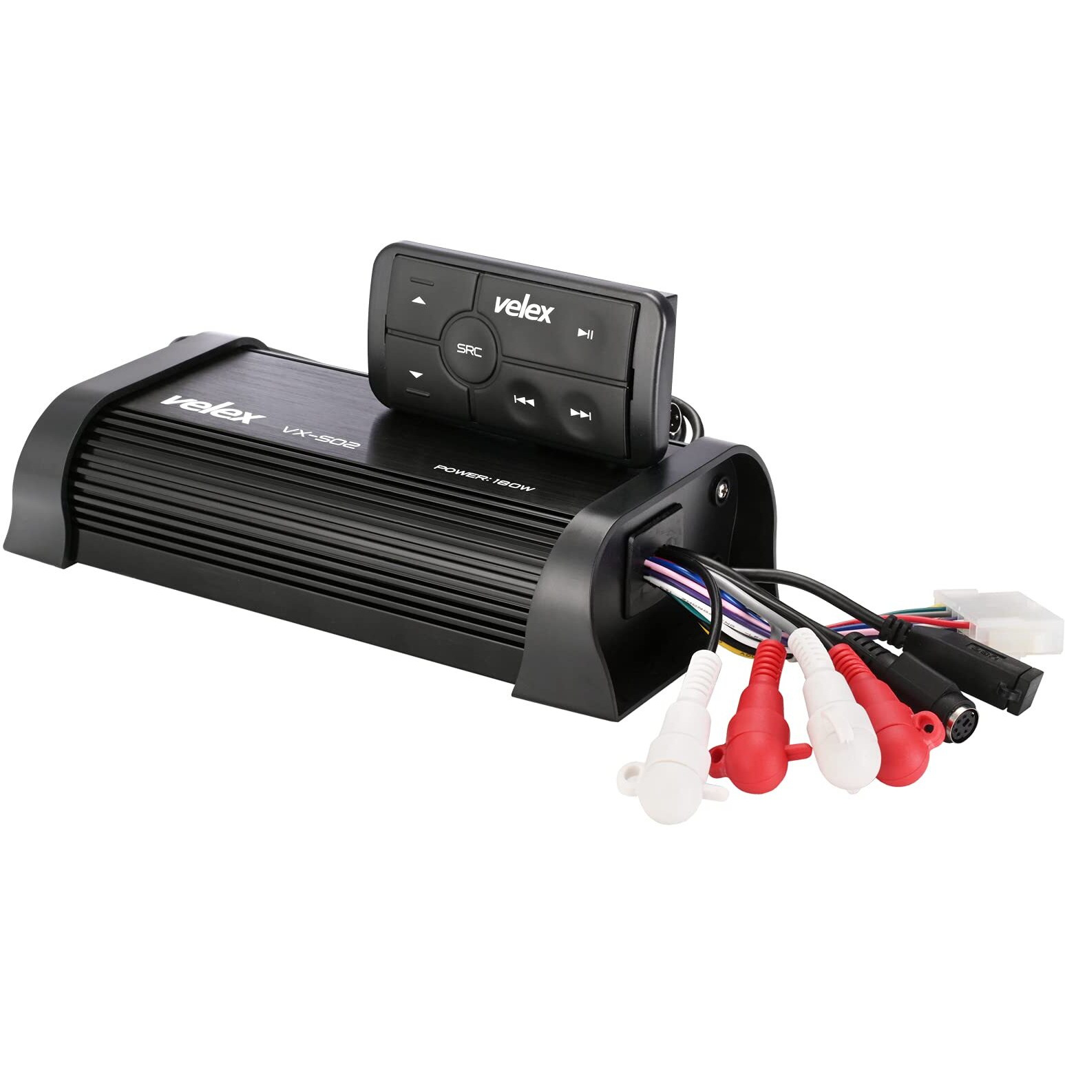 Water Resistant Bluetooth Marine 4 Channel Class A/B Amplifier Media Stereo On Boats Utv Atv Golf Carts And Cars