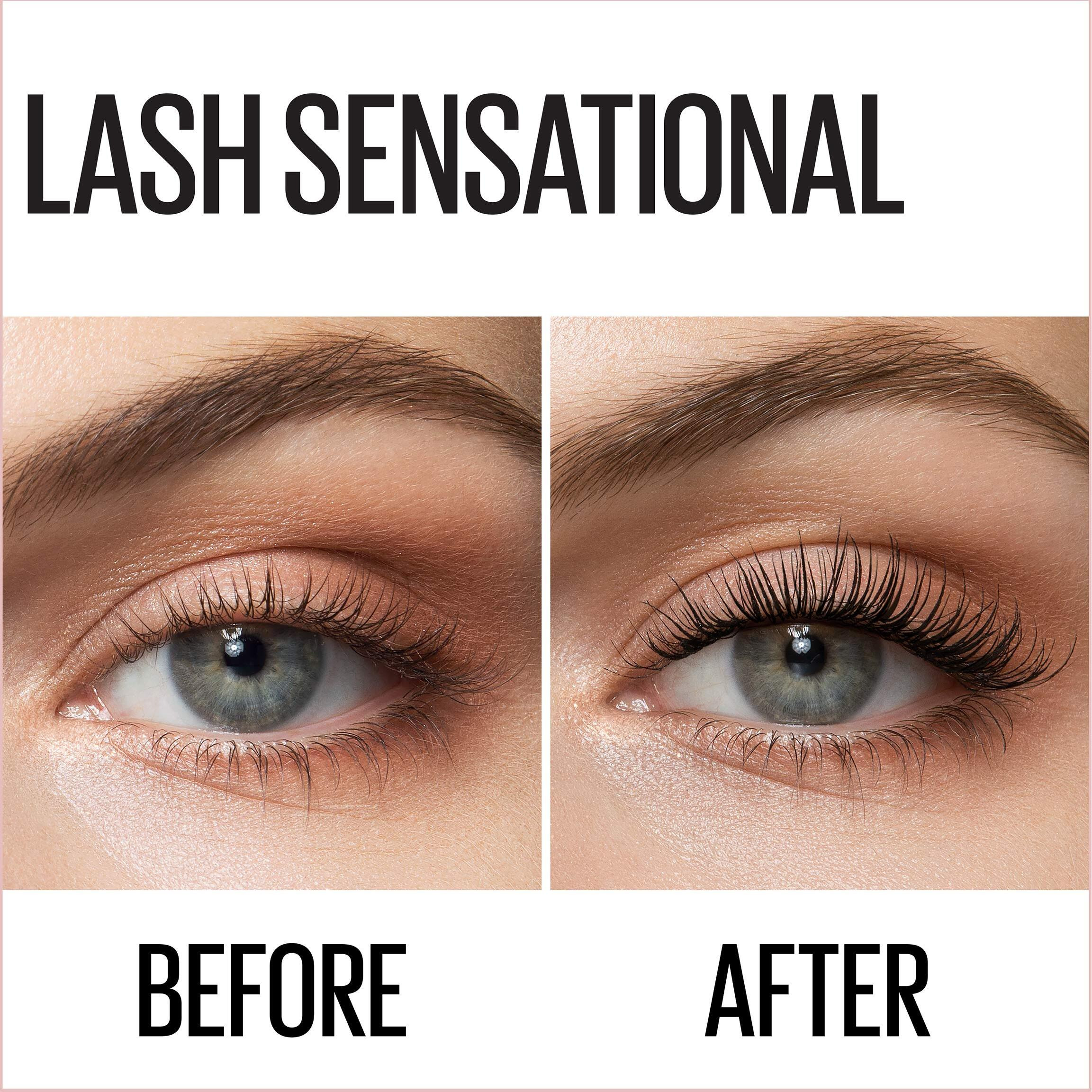 Maybelline Lash Sensational Waterproof Mascara, Lengthening And Volumizing For A Full Fan Effect, Brownish Black, 1 Count