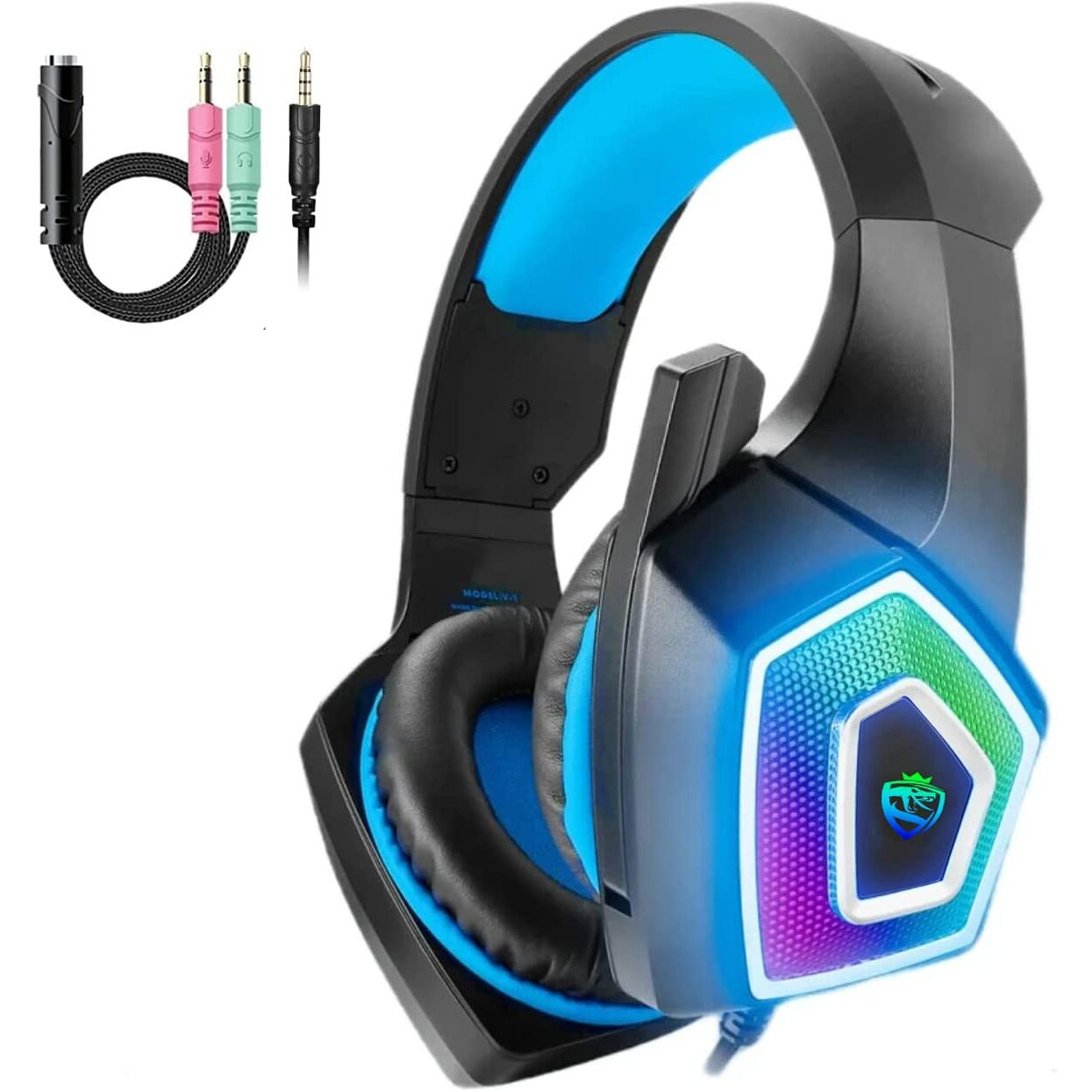 Arkartech Gaming Headset With Mic For Xbox One Ps4 Ps5 Pc Switch Tablet, With Stereo Surround Sound & Led Light Noise Cancelling Over Ear Headphones