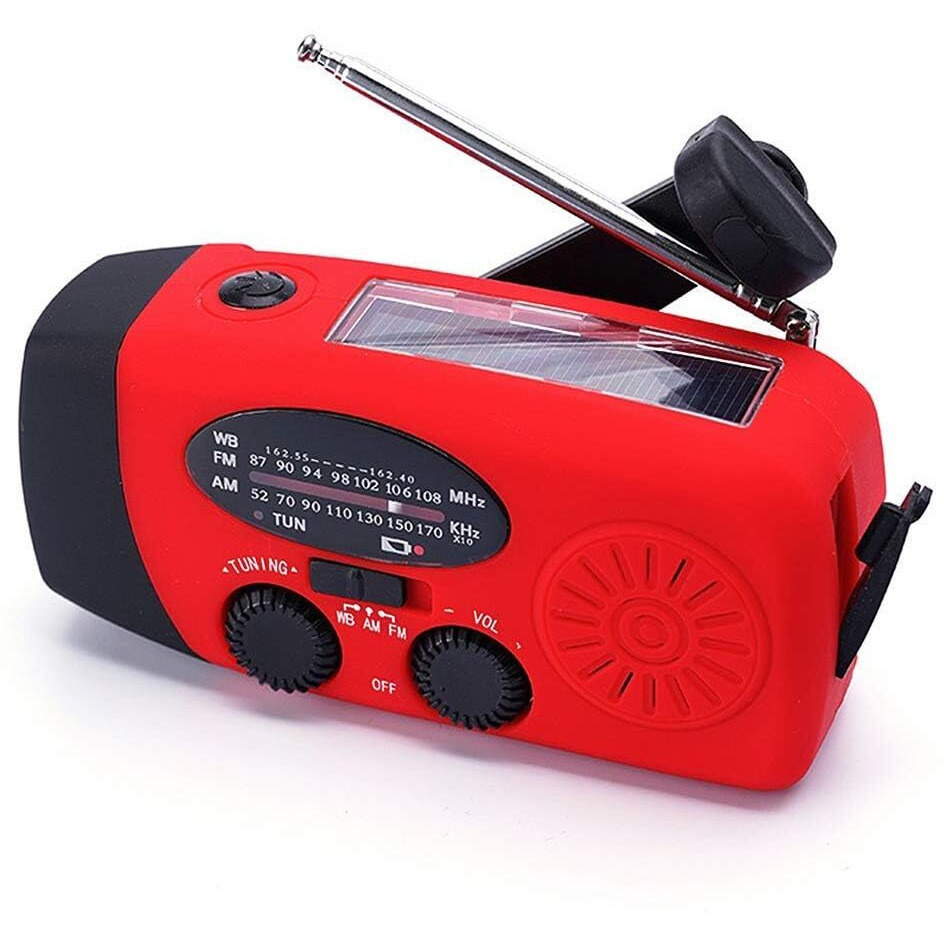 Fm/Am/Noaa Weather Radio Hand Crank Self Powered Solar Portable Mini Emergency Survival Radios With 3 Led Super Bright Flashlight 2000Mah Battery Operated Power Bank Smart Phone Charger,Sos Alert