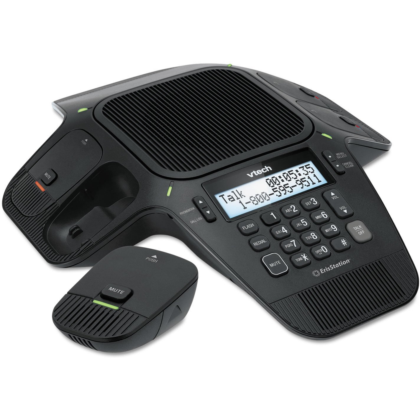 Vtech Vcs704 Erisstation Dect 6.0 Conference Phone With Four Wireless Mics Using Orbitlink Wireless Technology ,Black