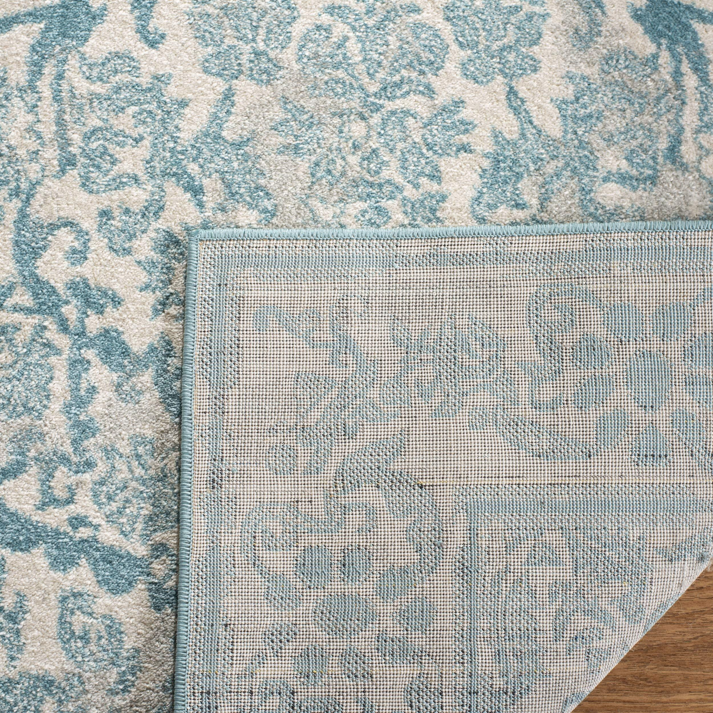 Safavieh Evoke Collection 6'7"" X 9' Ivory / Light Blue Evk242C Non-Shedding Living Room Bedroom Dining Home Office Area Rug