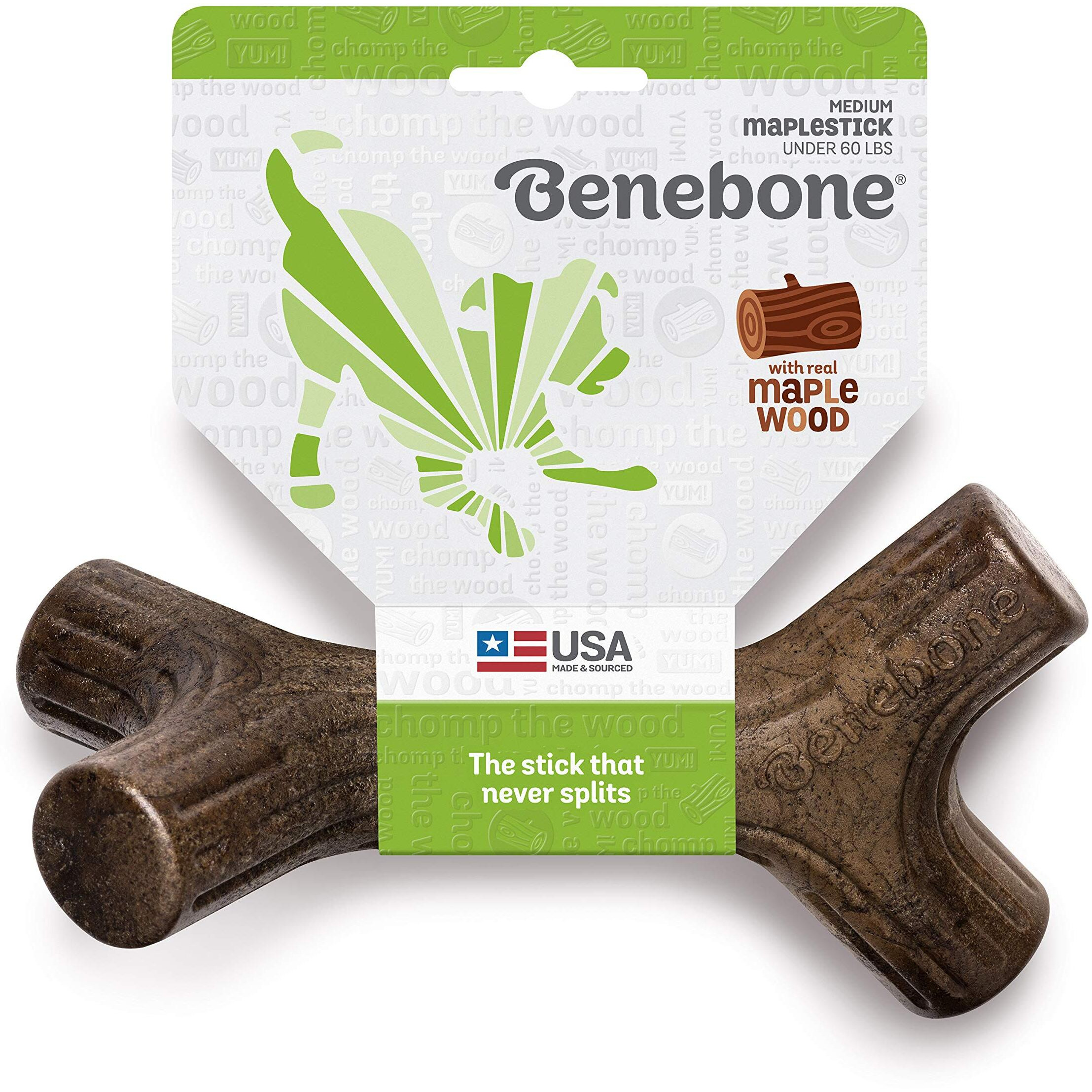 Benebone Maplestick Durable Dog Chew Toy For Aggressive Chewers, Real Maplewood, Made In Usa, Medium
