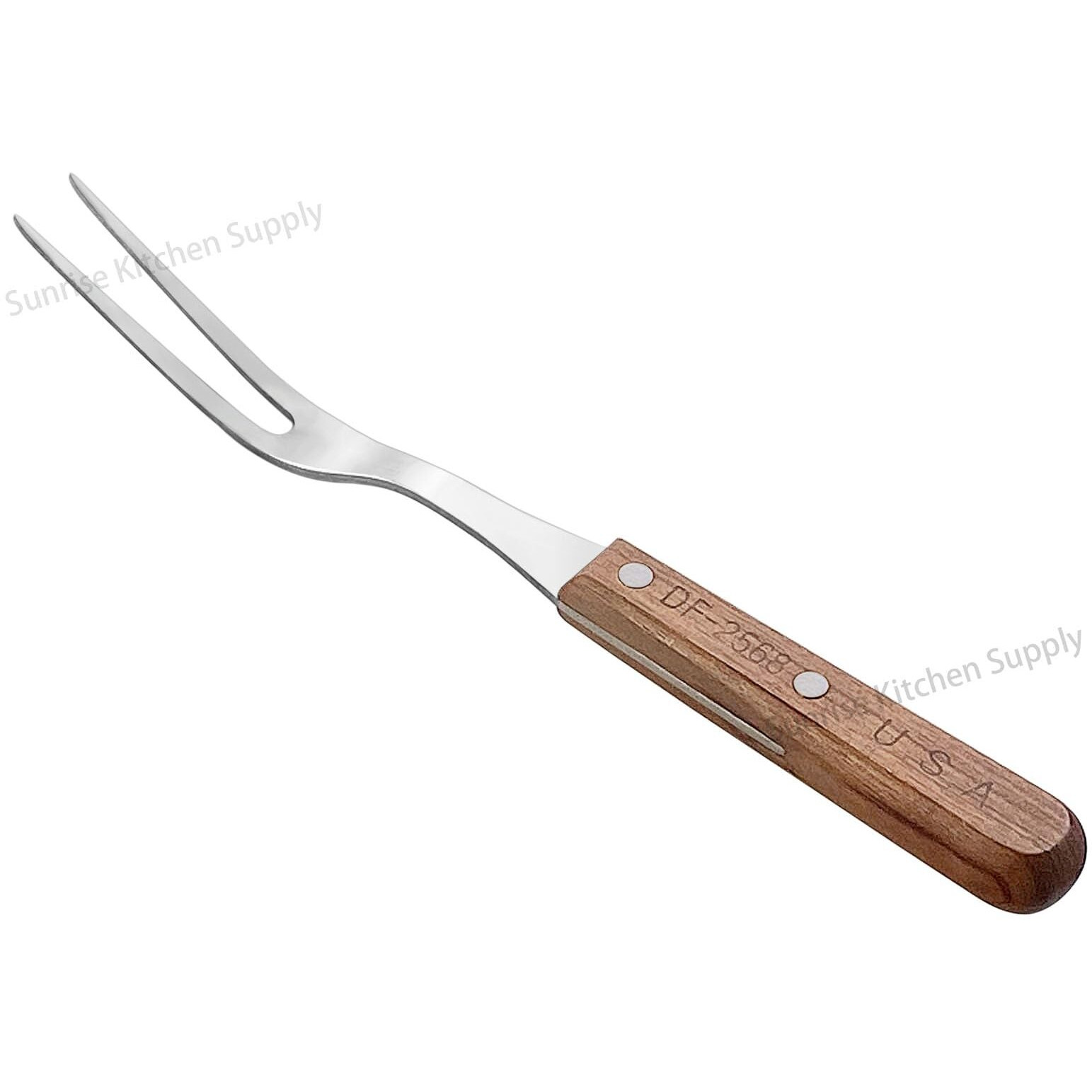 Sunrise Kitchen Supply Stainless Steel Turner Spatula & Meat Fork With Wood Handle (10.5"" Fork)