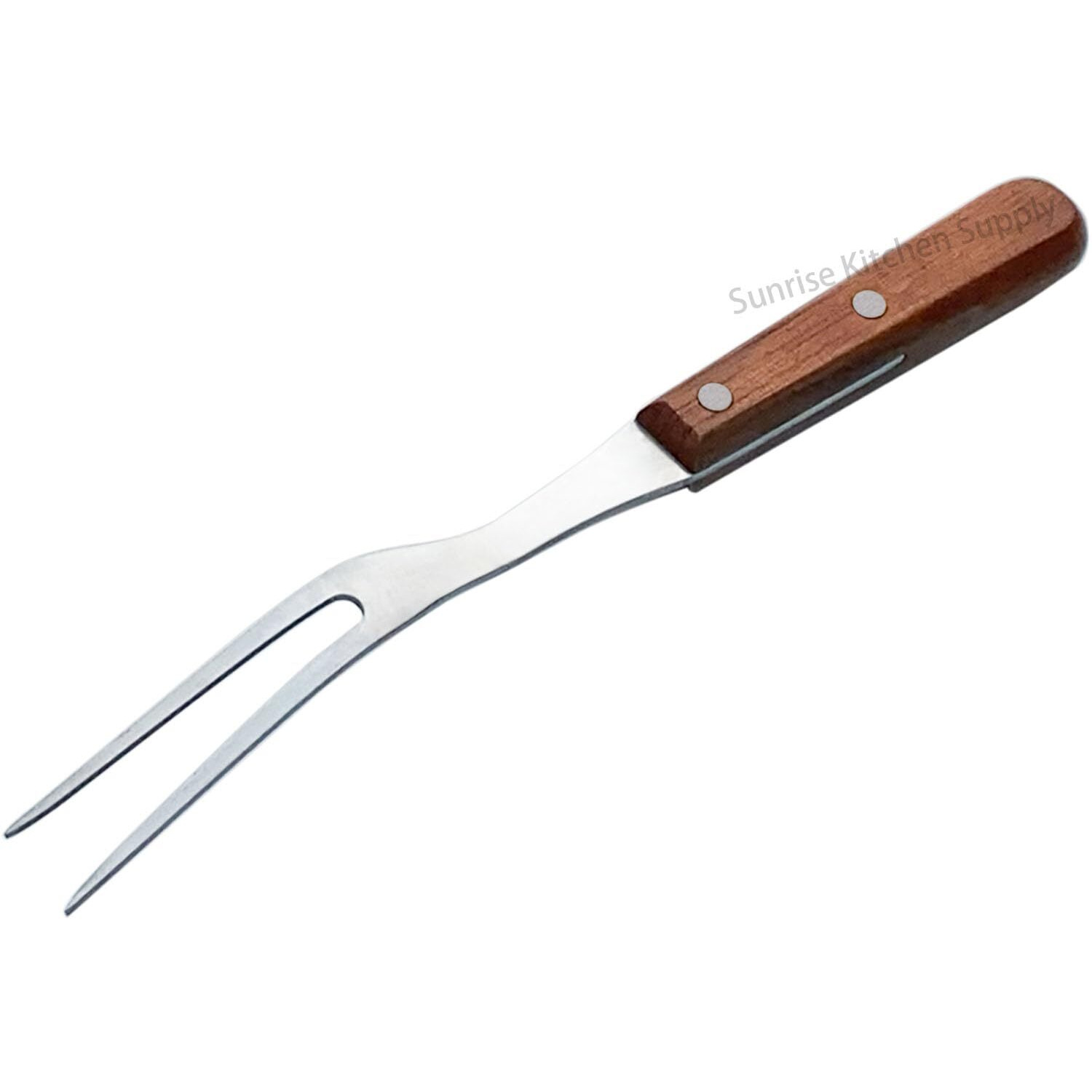 Sunrise Kitchen Supply Stainless Steel Turner Spatula & Meat Fork With Wood Handle (10.5"" Fork)