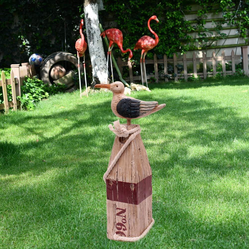 Seagull Statue Figurine Nautical Decoration, Rustic Indoor Outdoor Nautical Beach Theme Room Decor For Living Room Bathroom Home Decor Yard And Garden Statue 11Inch (White B)