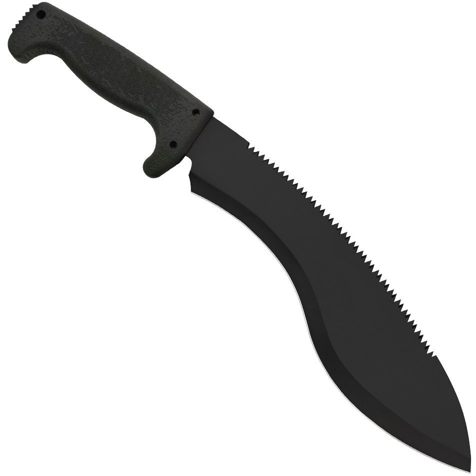 Sog Sogfari Kukri Machete Mc11-N - Hardcased Black 12"""" Blade W/ Saw Back, Rubber Handle, Nylon Sheath, Black