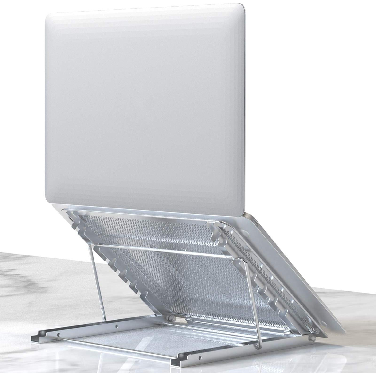 Klsniur Laptop Stand, Tablet Laptop Holder Stand Foldable Ventilated Adjustable Laptop Computer Holder Desk Stand Universal Lightweight Ergonomic Tray Cooling (Silver)