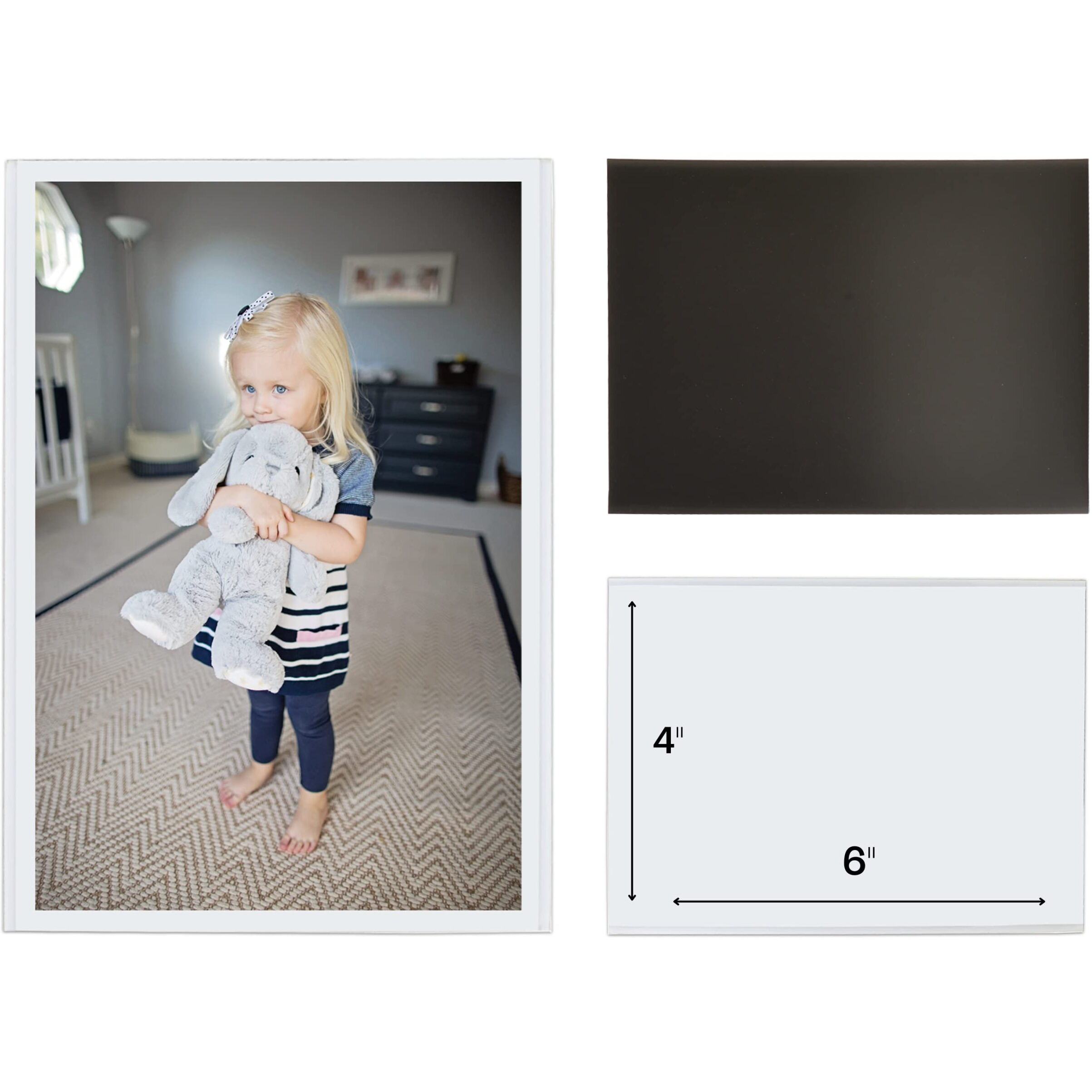 Magtech Magnetic Photo Pocket Picture Frame, White, Holds 4 X 6 Inches Photos, 25 Pack (14625)