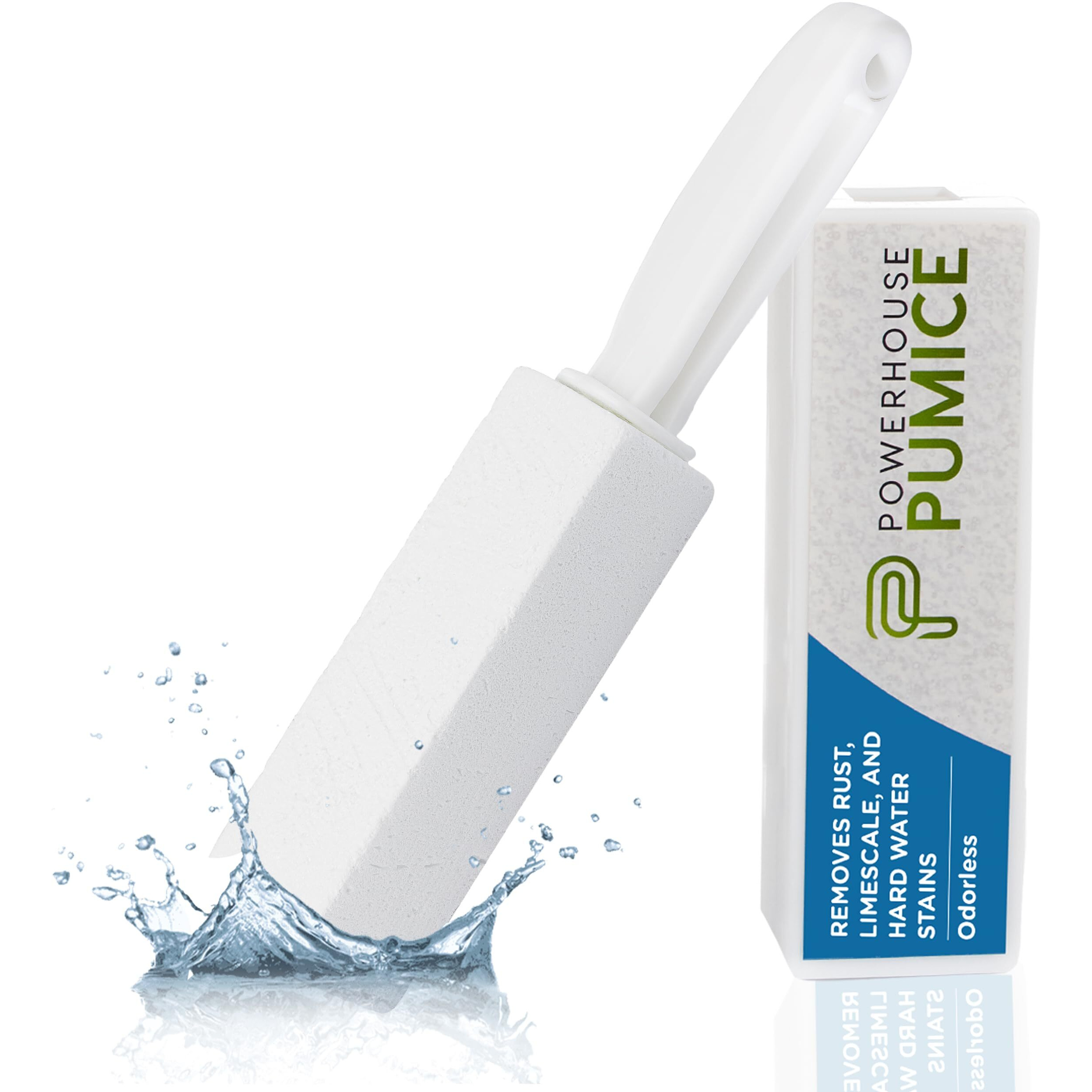 Powerstone Pumice Stone Toilet Bowl Cleaner With Handle (1-Pack) - A Solution For Hard Water Stains On Toilets, Grills, Tiles, Grout & Pools