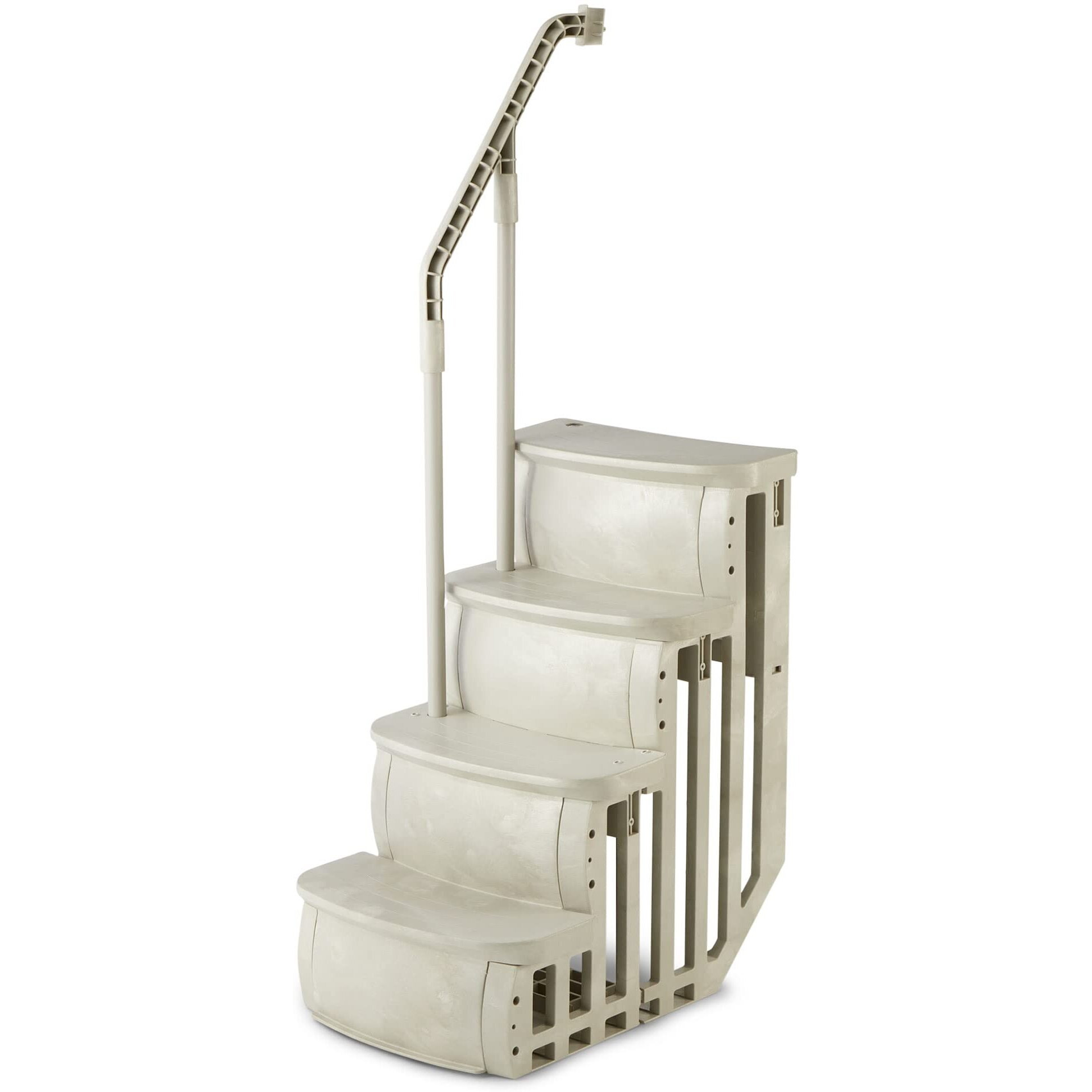 Main Access 200600T 4 Piece 24"" Wide Heavy Duty Adjustable Above Ground Swimming Pool Smart Step Entry System With 200 Pound Capacity, Taupe